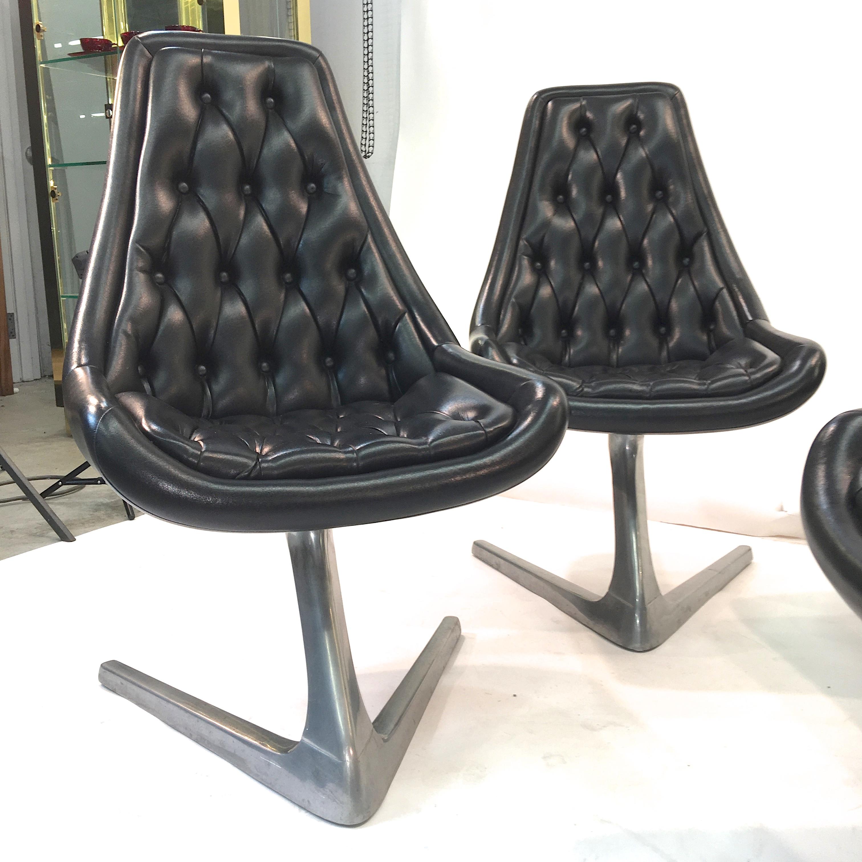 Faux Leather Pair of 'Star Trek' Sculpta Swivel Chairs by Chromcraft