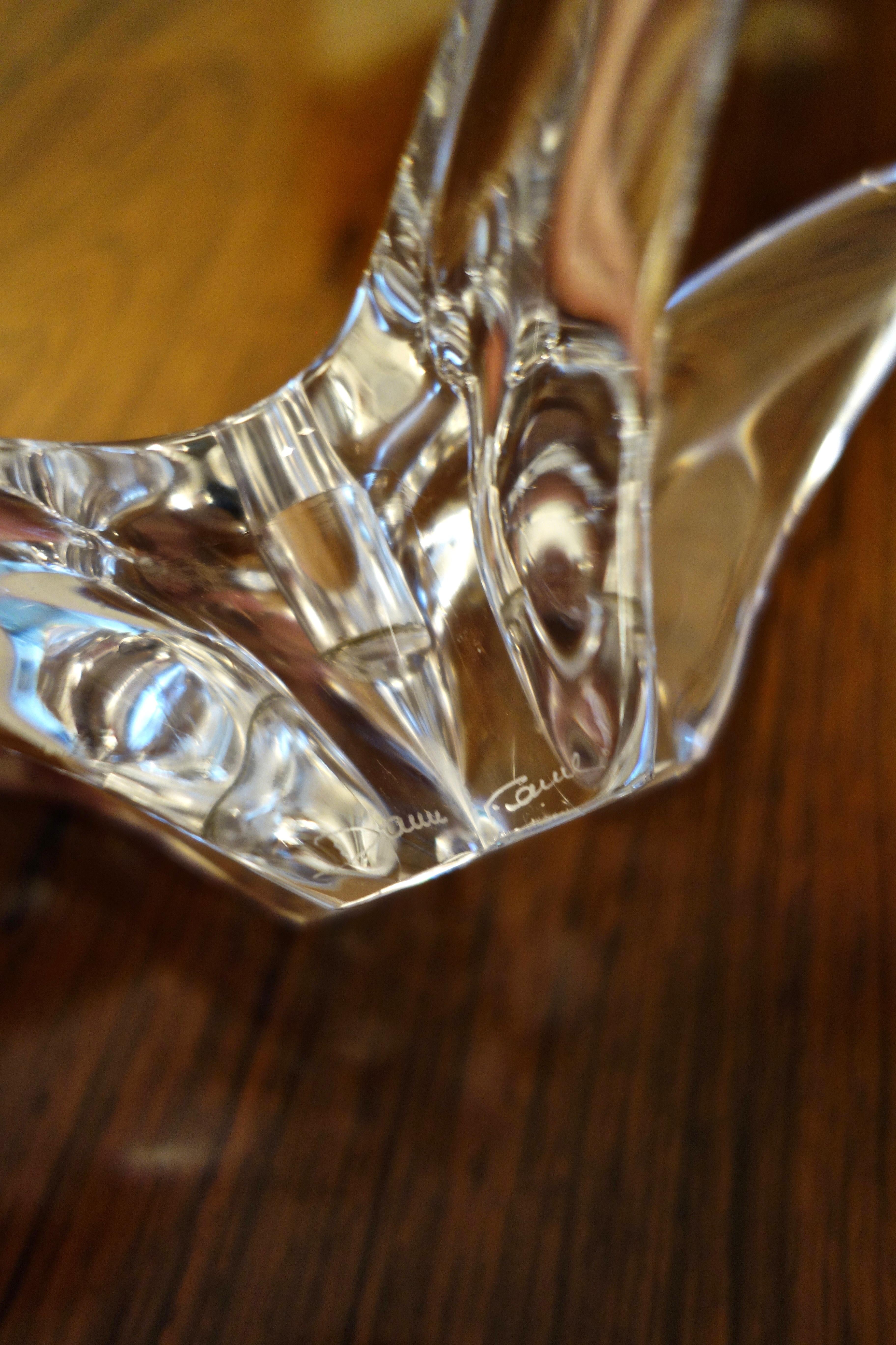 Pair of Starfish Crystal Candlesticks signed Daum, France 1950's 1