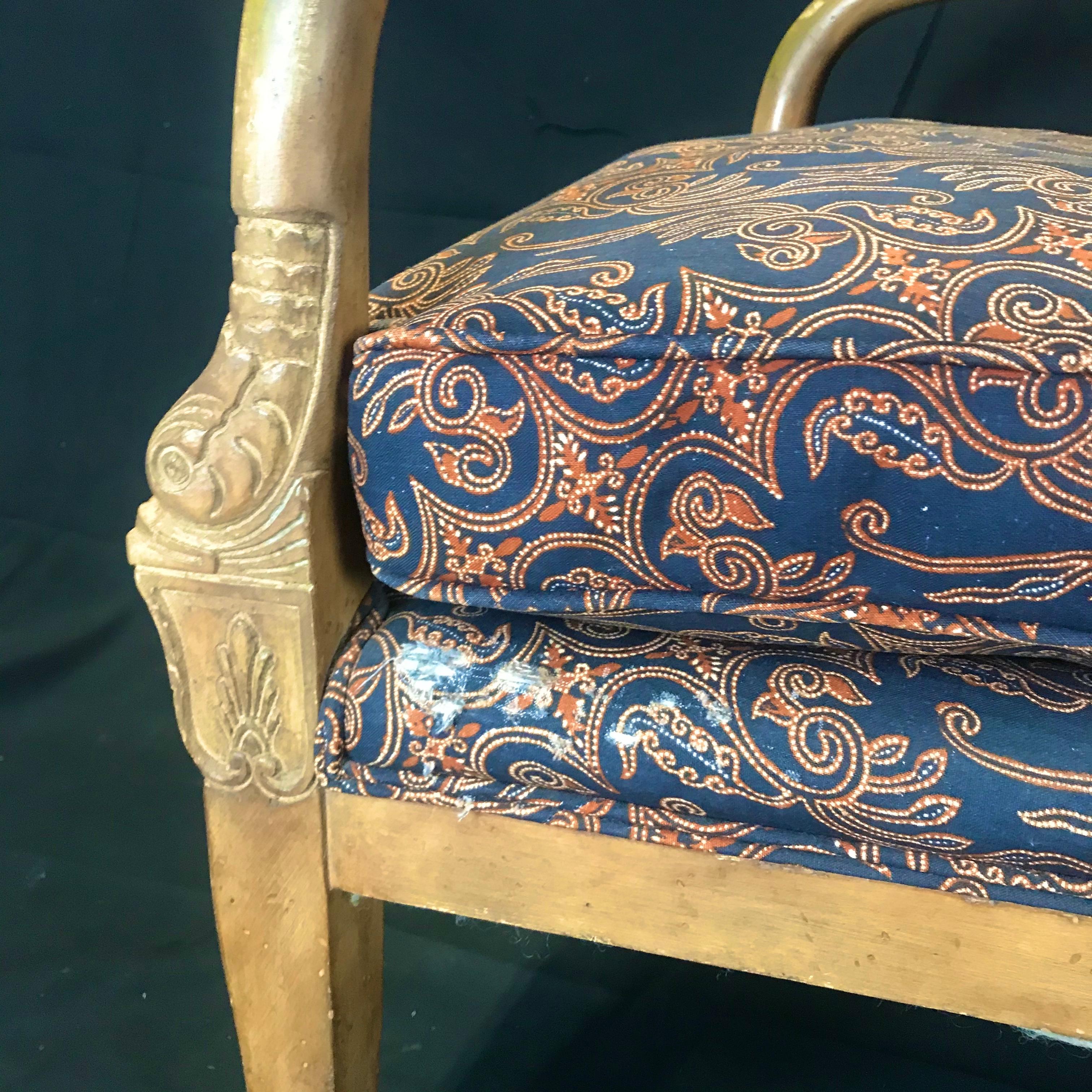 Pair of Stately Antique French Empire Style Armchairs For Sale 5