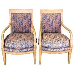 Pair of Stately Vintage French Empire Style Armchairs