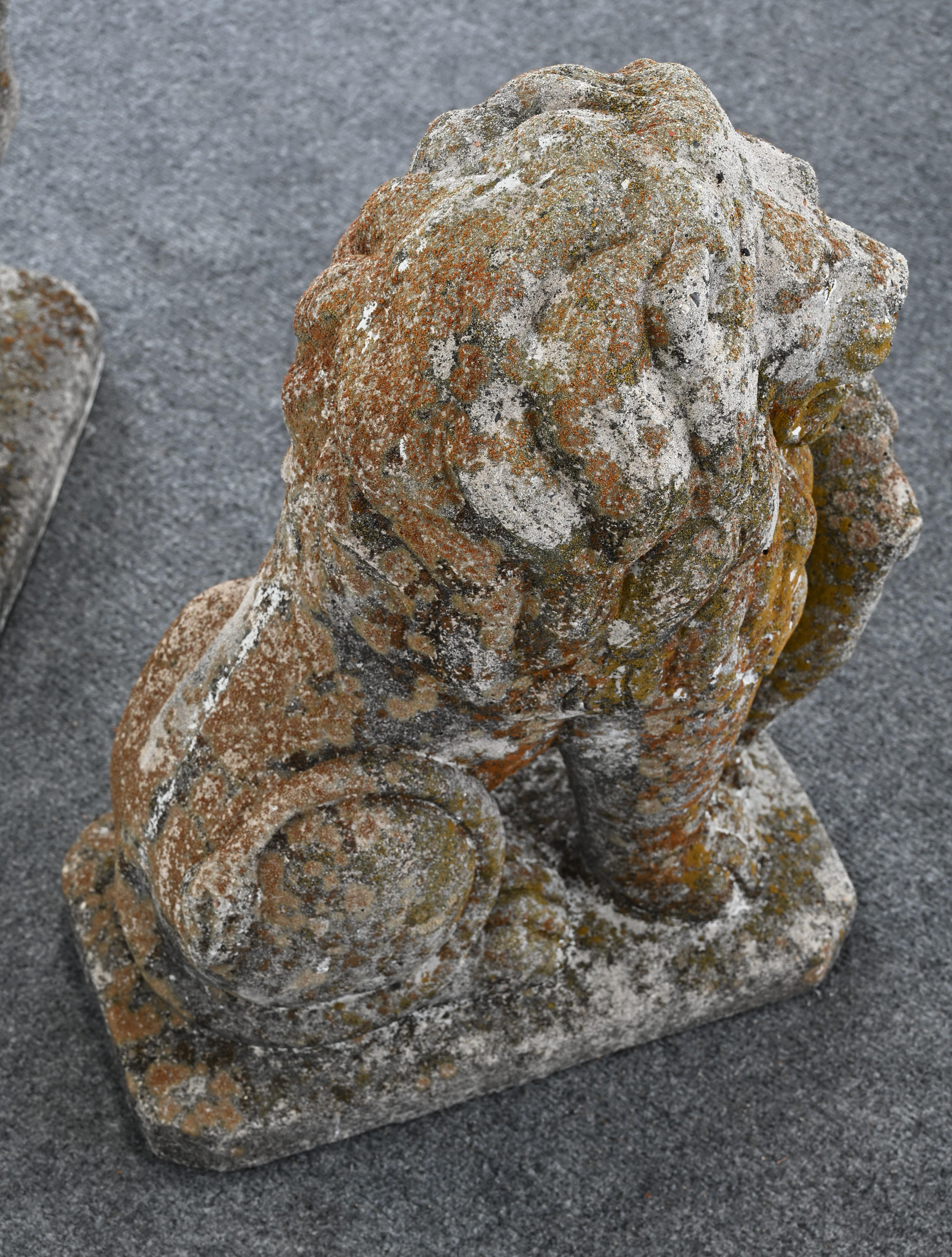 Pair of Stately Cast Stone Lions, 20th Century For Sale 6