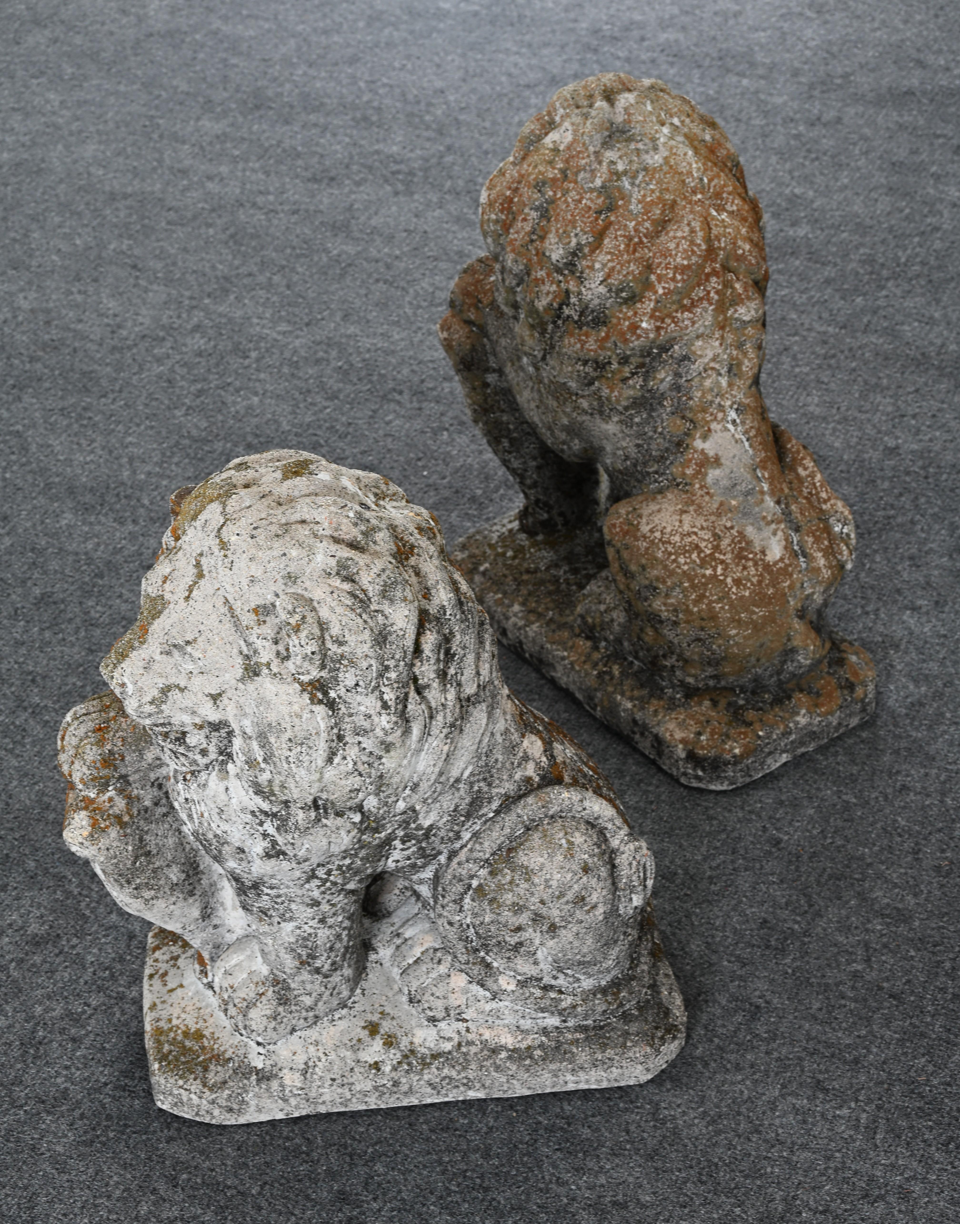 Pair of Stately Cast Stone Lions, 20th Century For Sale 7