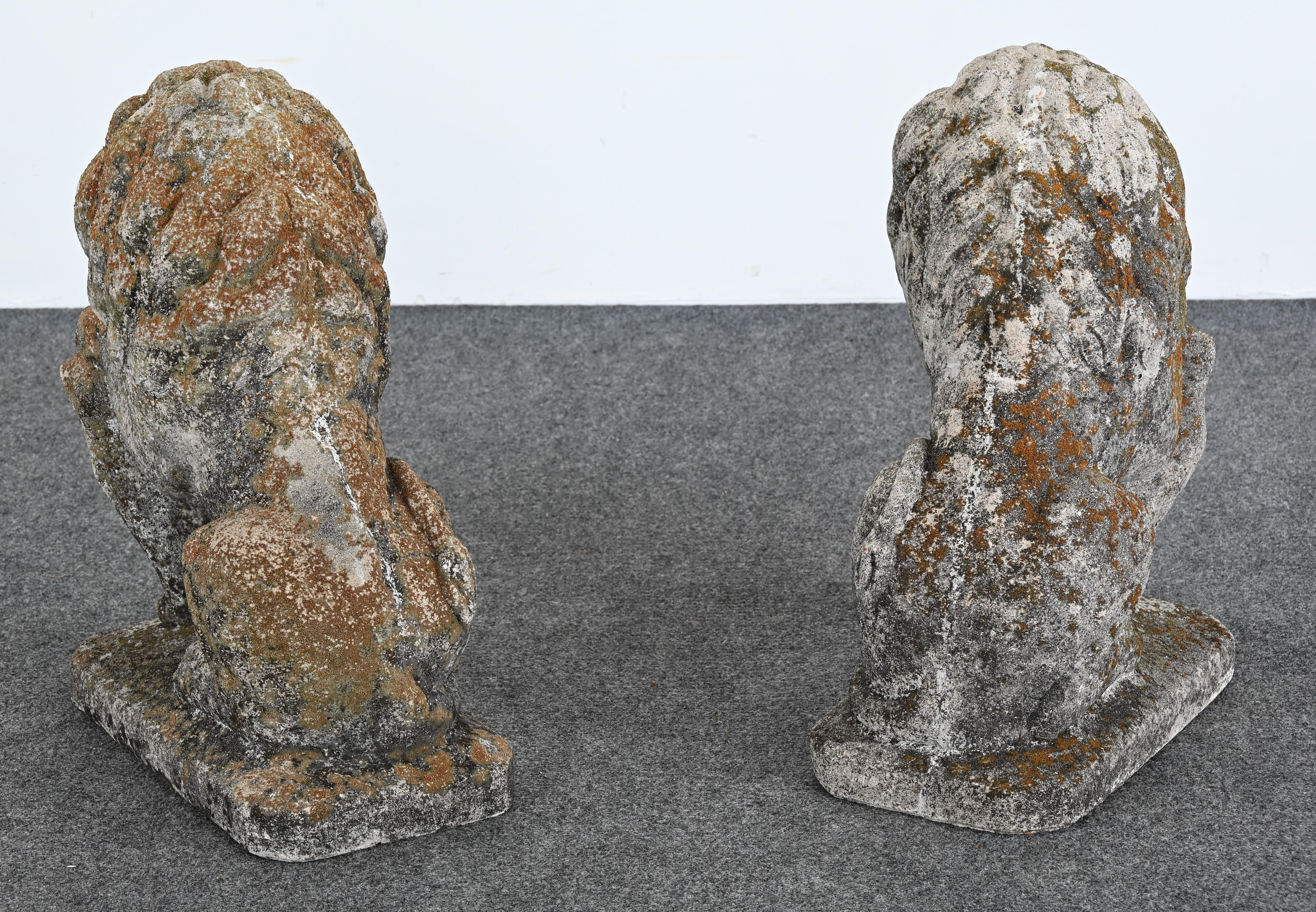 Pair of Stately Cast Stone Lions, 20th Century For Sale 13