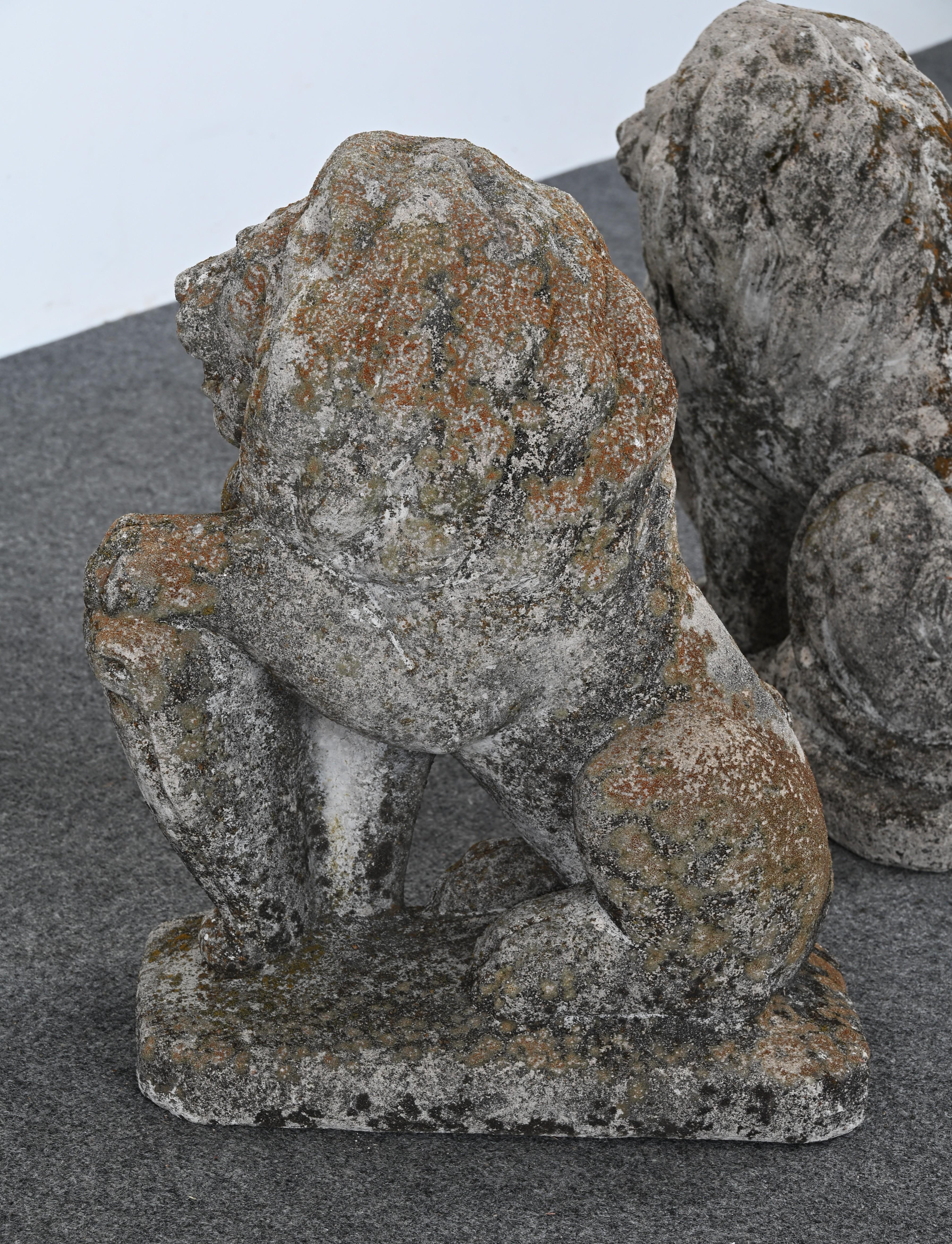 Pair of Stately Cast Stone Lions, 20th Century For Sale 14