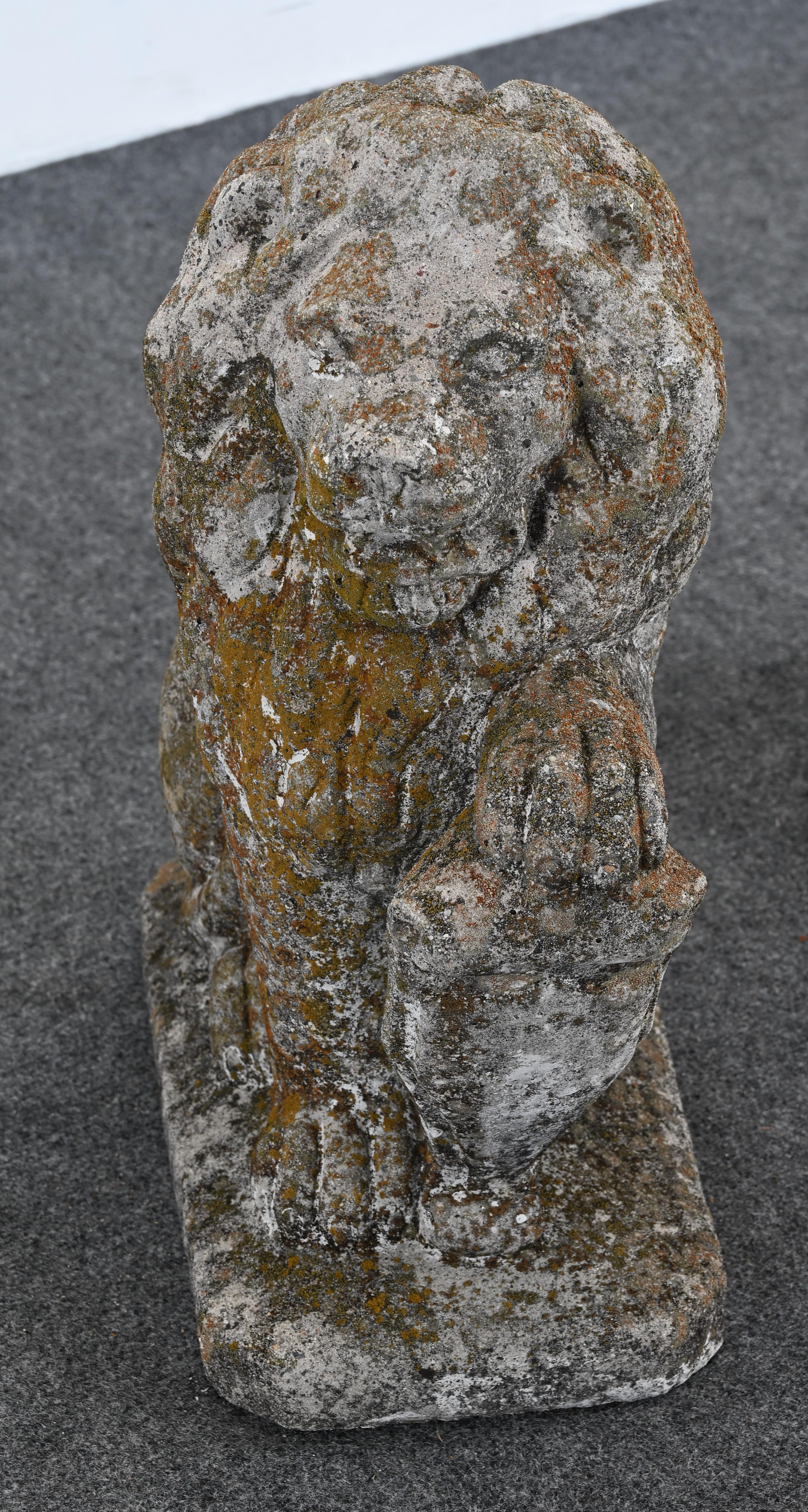 Pair of Stately Cast Stone Lions, 20th Century For Sale 3