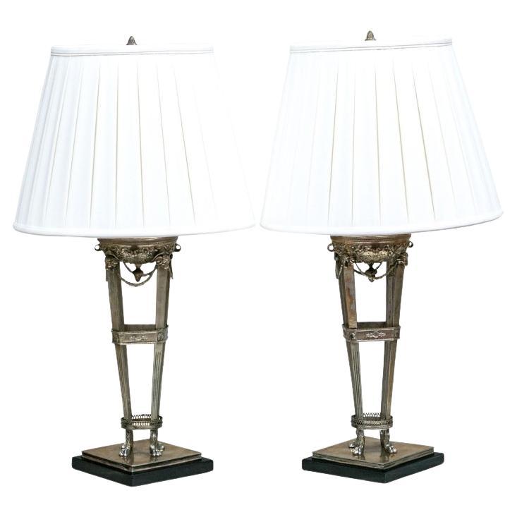 Pair Of Stately Lyle And Umbach Pompeiian Ram's Head Table Lamps