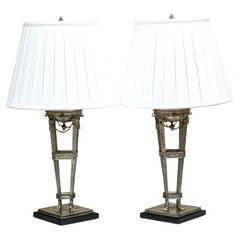 Pair Of Stately Lyle And Umbach Pompeiian Ram's Head Table Lamps