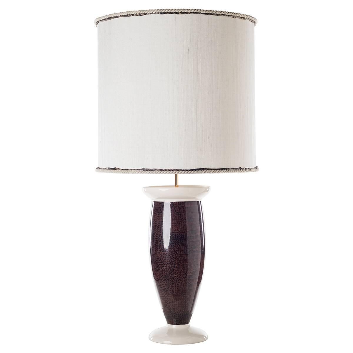 Hollywood Regency Contemporary Table Lamps, Crocodile Skin Design For Sale