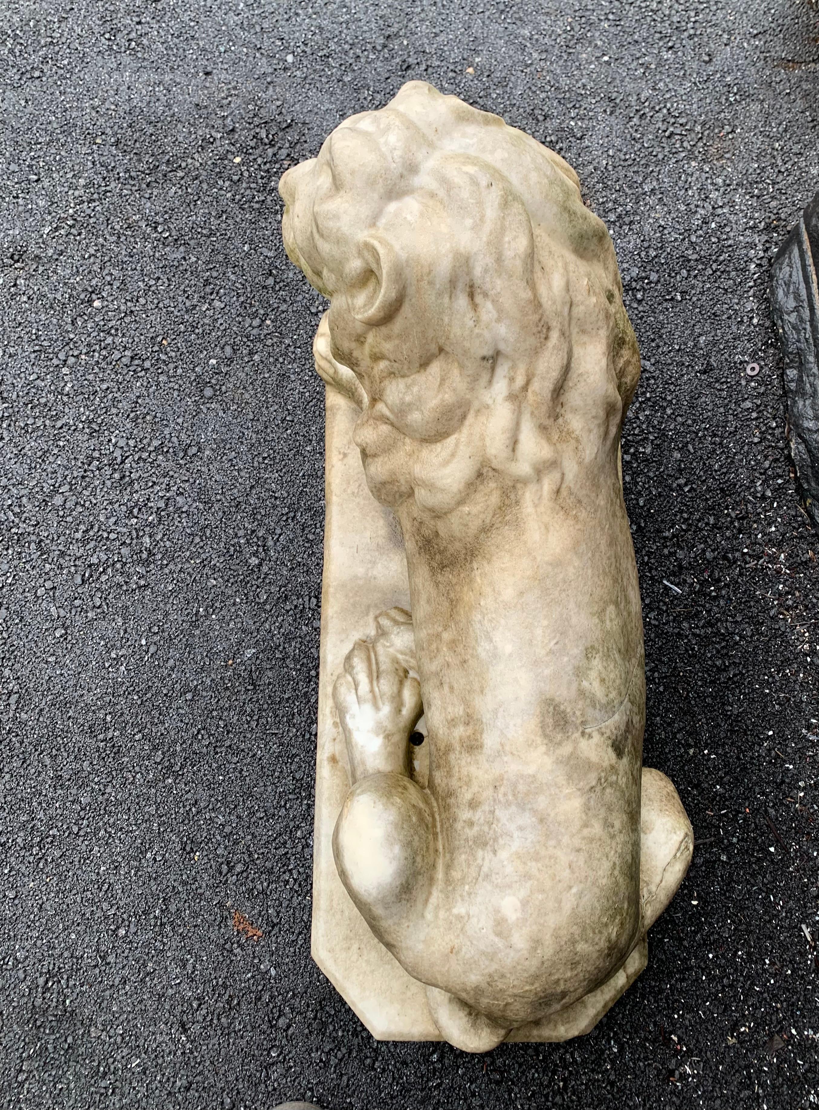 Pareja de Leones Estatuarios de Mármol en venta 3