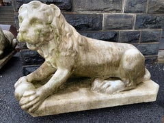 Pair of Statuary Marble Lions