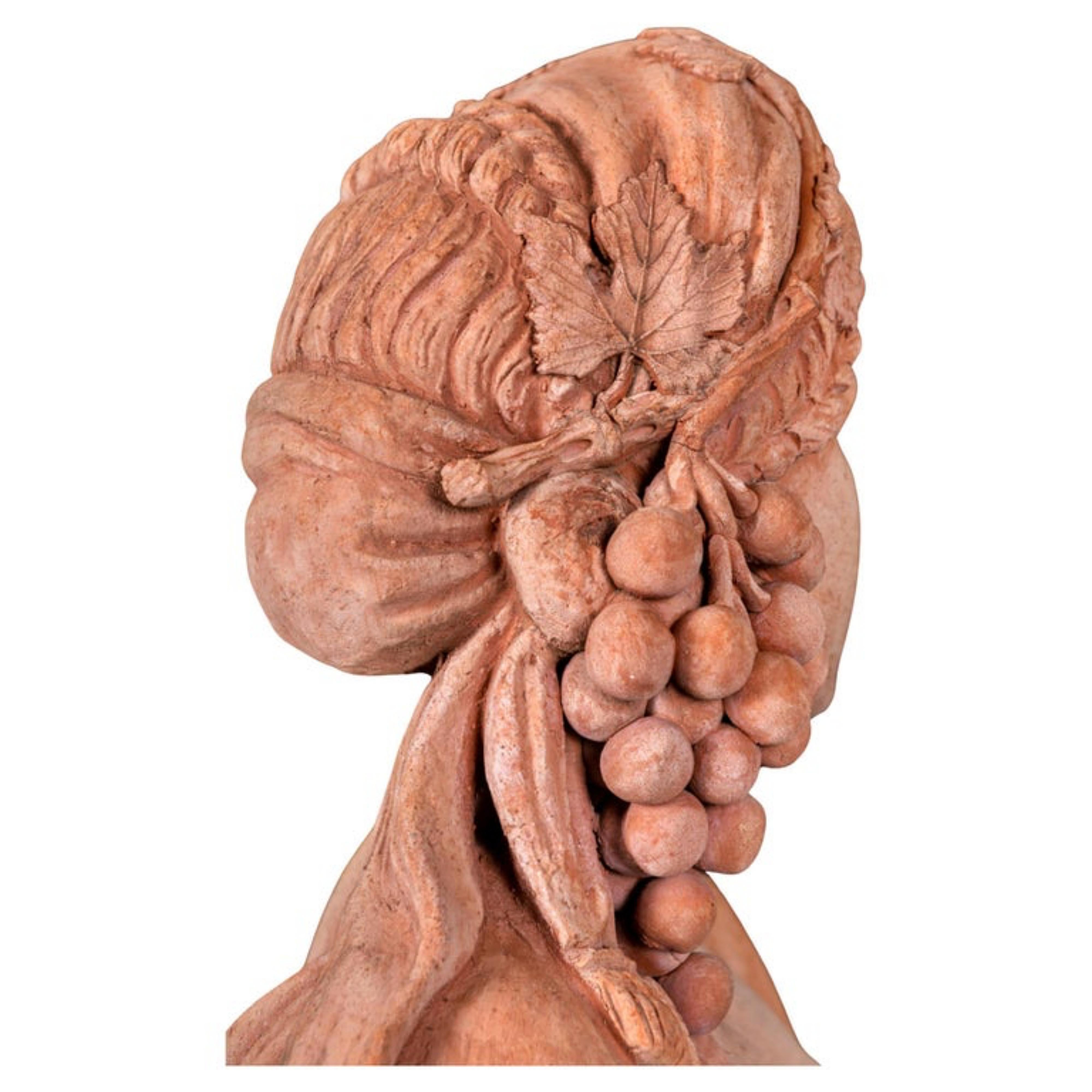 Moderno Coppia di Statue dell'Abbondanza in Terracotta Impruneta XX secolo in vendita