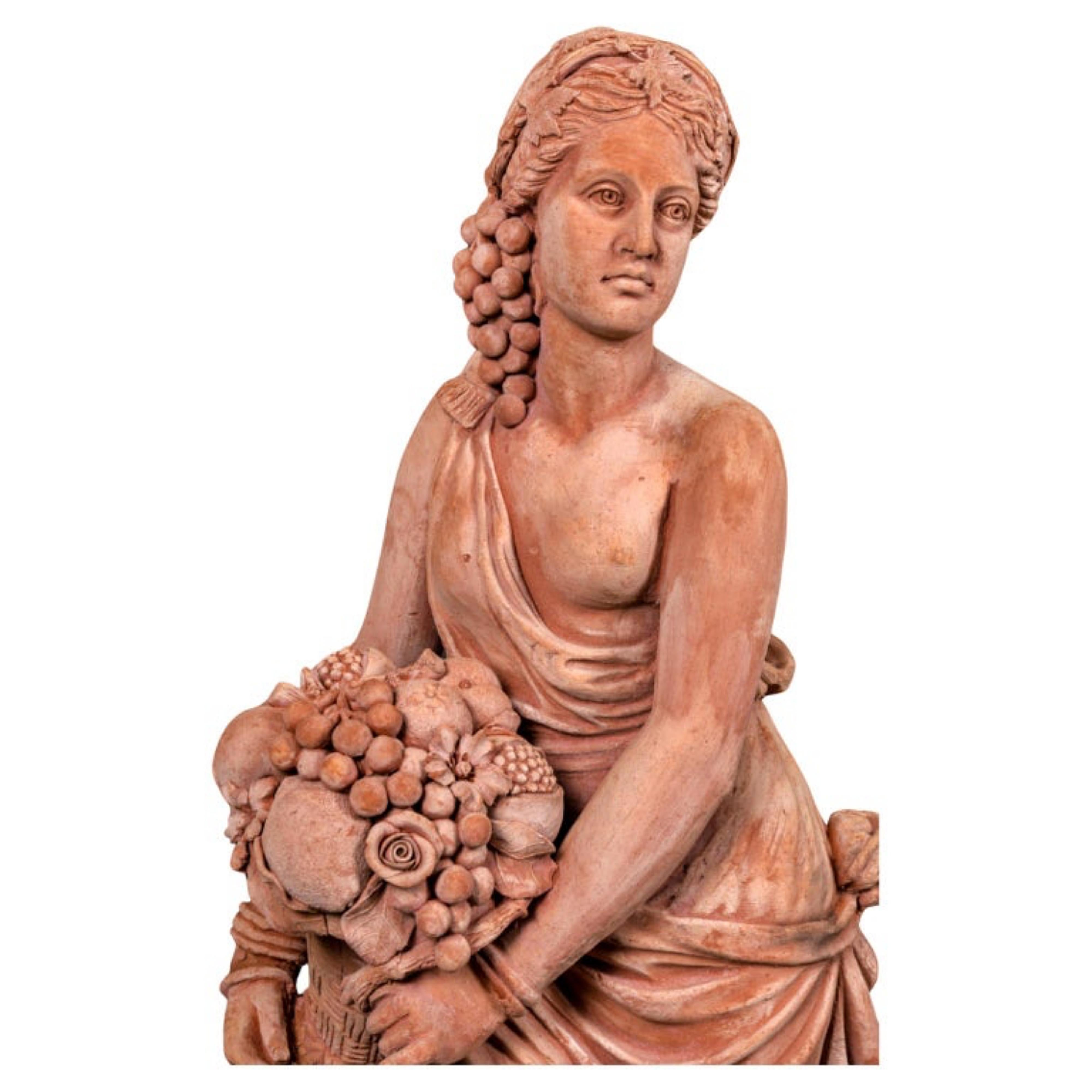 Coppia di Statue dell'Abbondanza in Terracotta Impruneta XX secolo in vendita 1