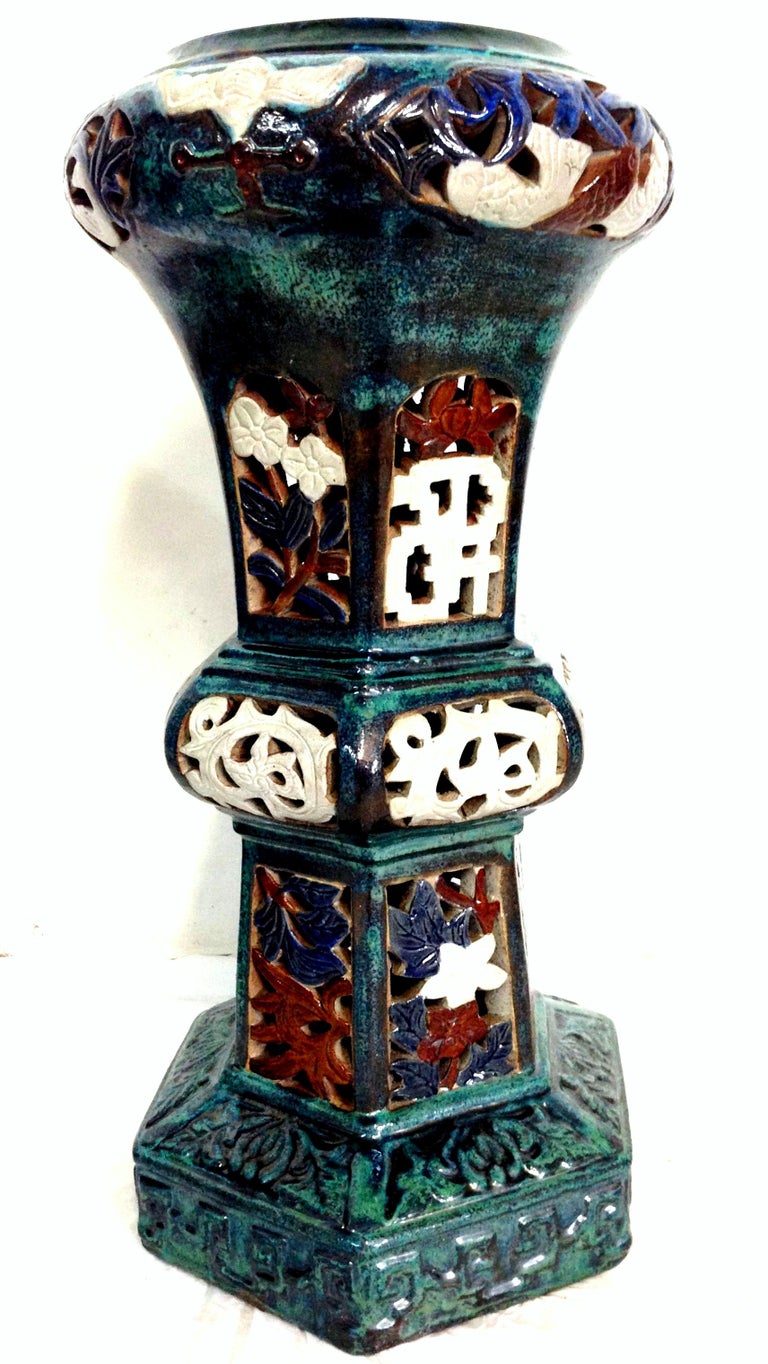 Pair Of Statuesque Ceramic Glaze Chinese Export Garden ...