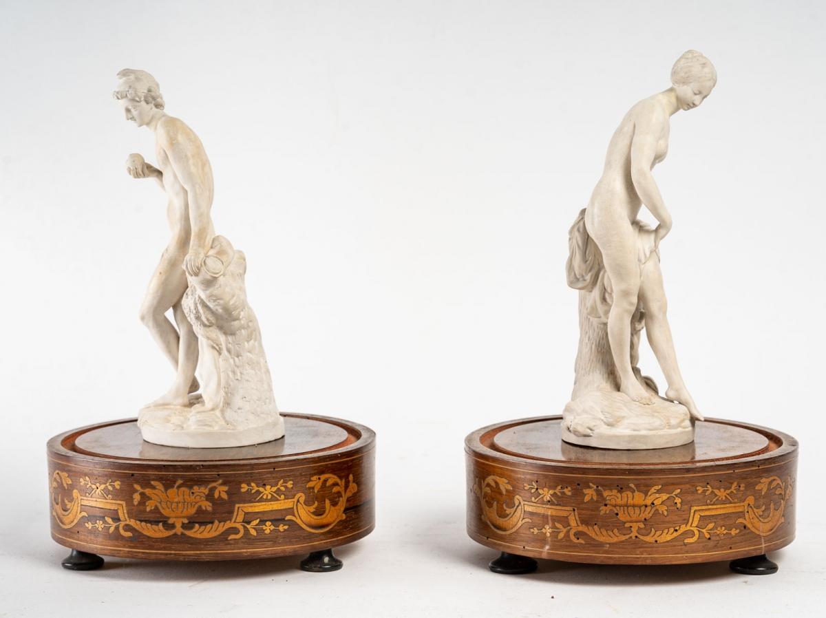 French Pair of Statuettes in Lorraine Terracotta, Early 19th Century