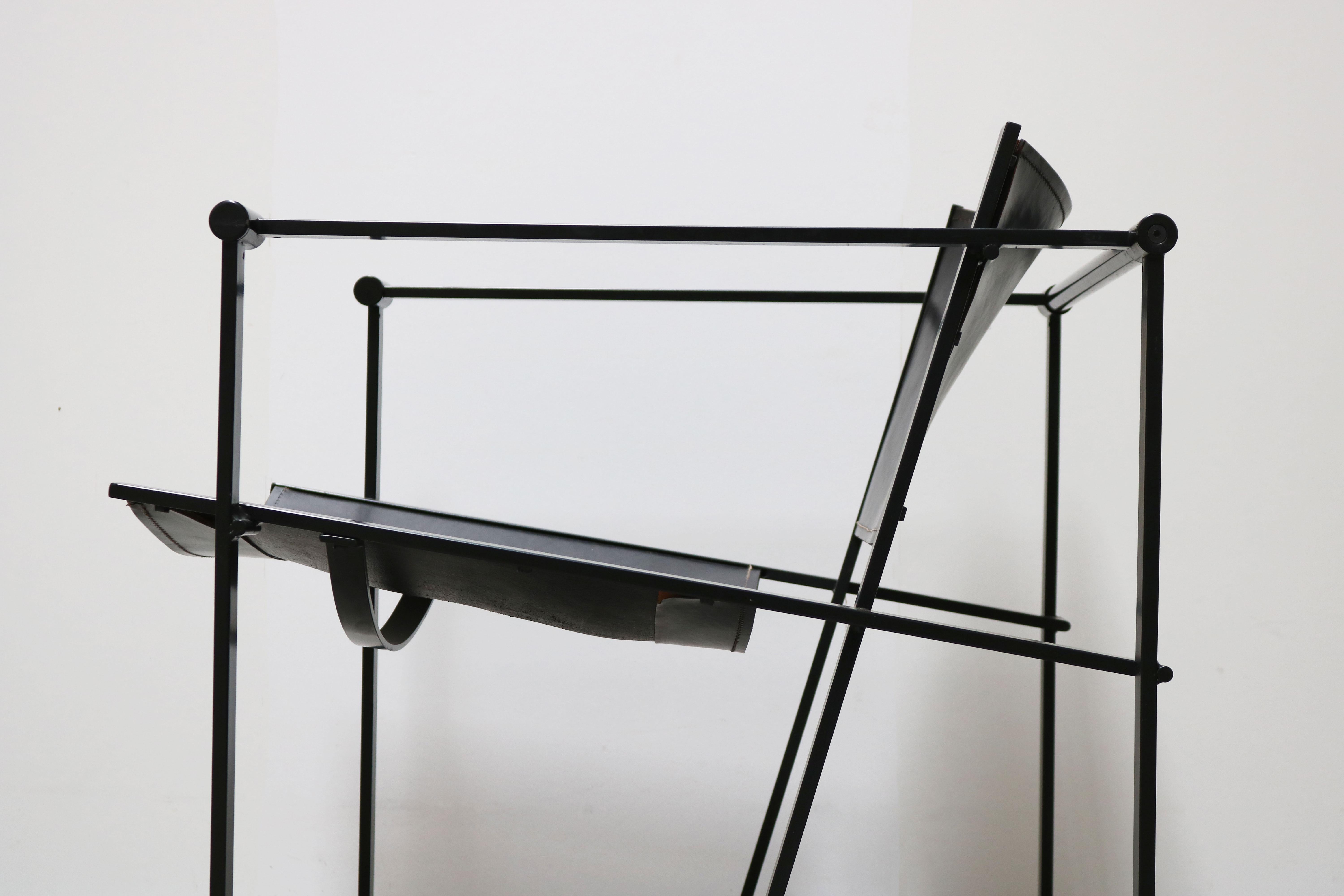 Pair of Steel and Black Leather FM62 Chairs by Radboud Van Beekum for Pastoe 5