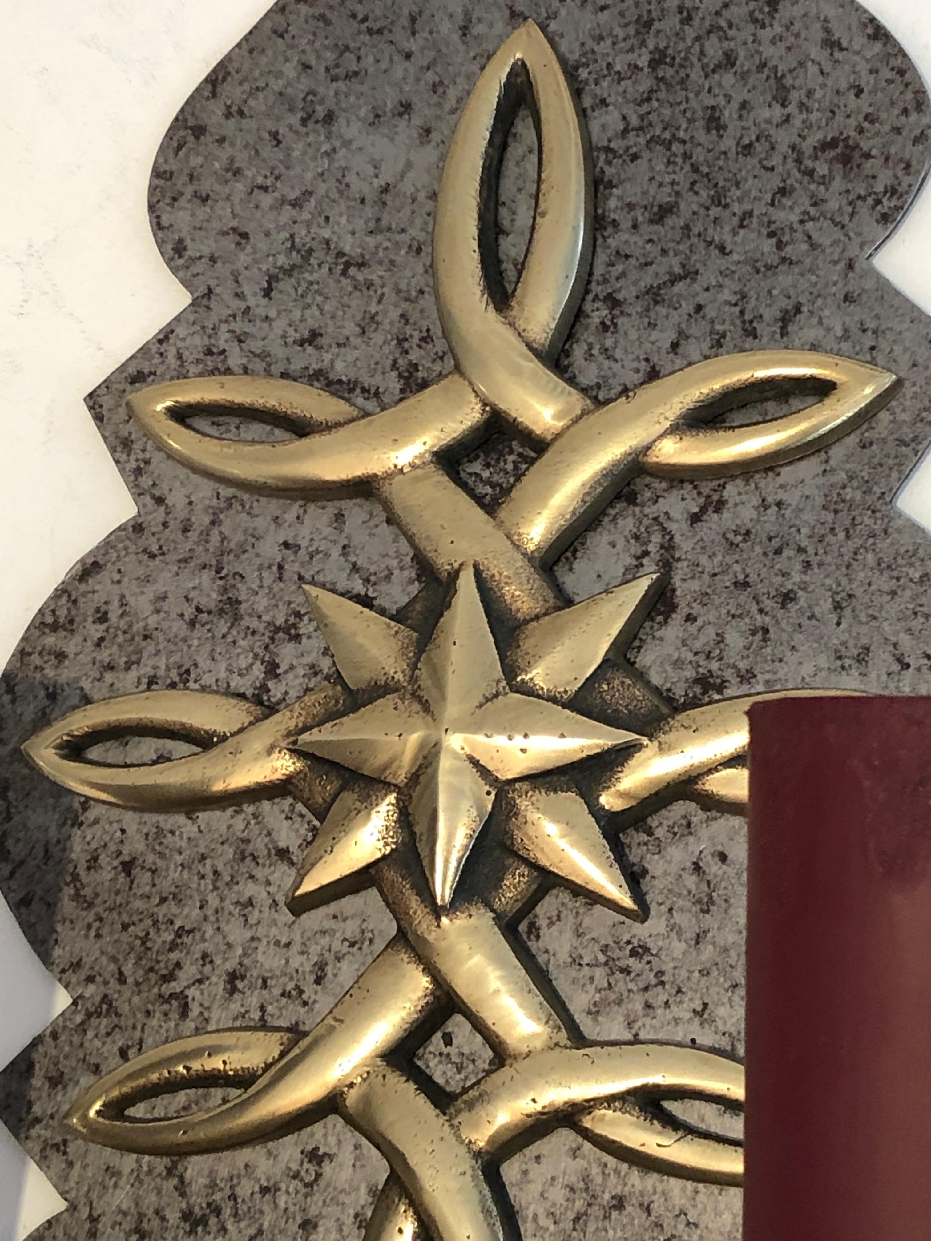 Pair of Steel and Brass Art Deco Wall Lights, in the Style of Jules Leleu For Sale 12