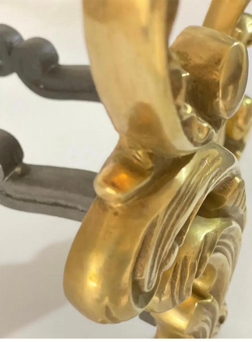 Ottone Coppia di androni in acciaio e bronzo, colore nero e oro, Francia, XIX secolo in vendita