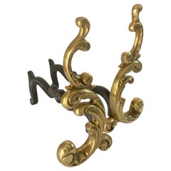 Paire de chenets en acier et bronze, couleur noir et or, France, XIXe siècle