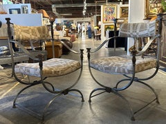 Pair of Steel and Bronze Savaranolla Chairs