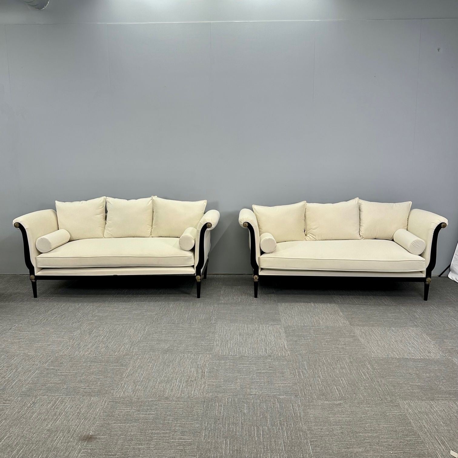 Pair of Steel and Bronze Sofas / Settees, Hollywood Regency, Peter Marino Style For Sale
