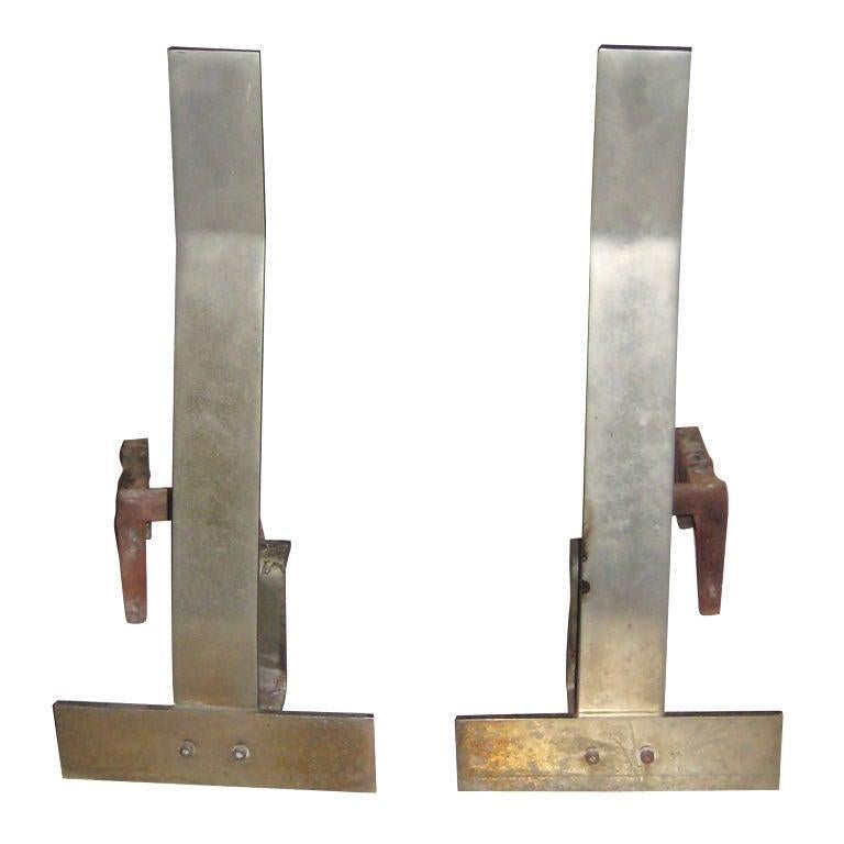 Italian Pair of Steel Andirons by Alessandro Albrizzi For Sale