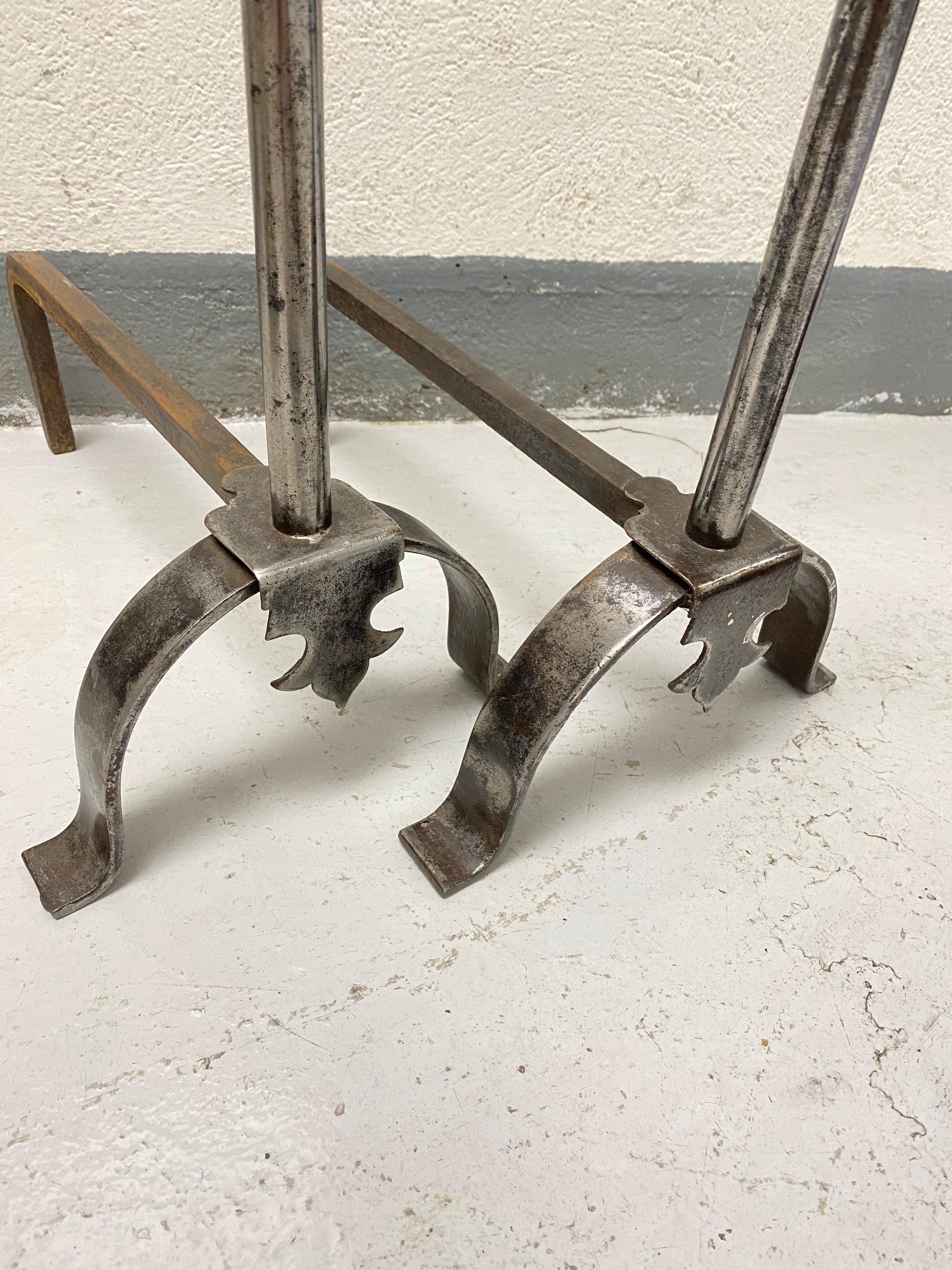 Pair of Steel Andirons In Good Condition In New York, NY