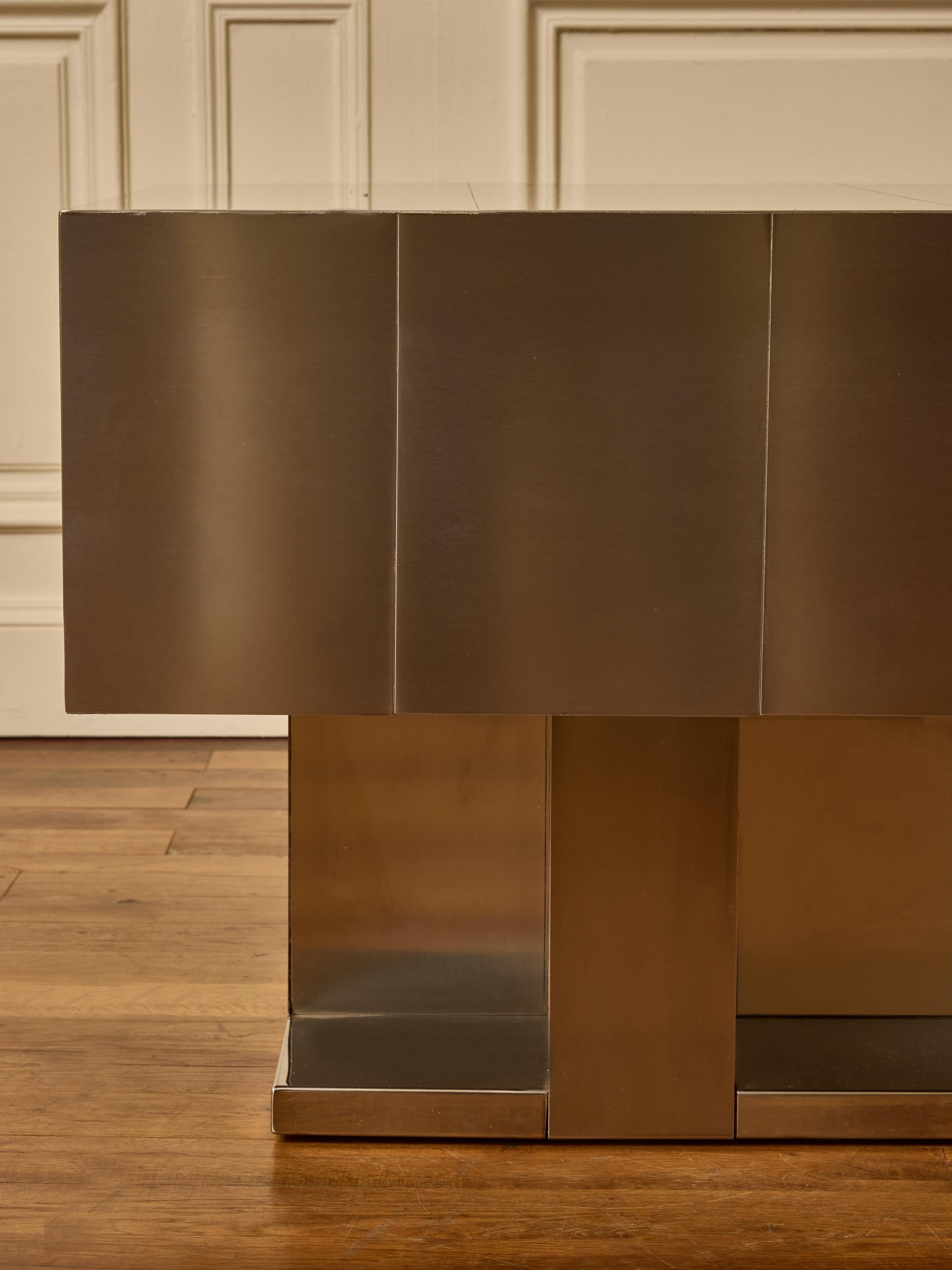 Pair of steel coffee table In Excellent Condition For Sale In Saint-Ouen (PARIS), FR