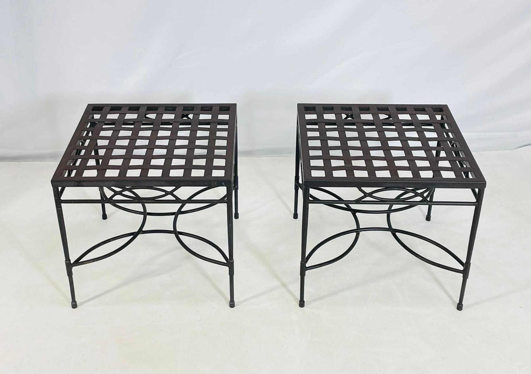 Hand-Crafted Pair of Steel End Tables by Mario Papperzini for Amalfi Furniture, USA 1980's For Sale