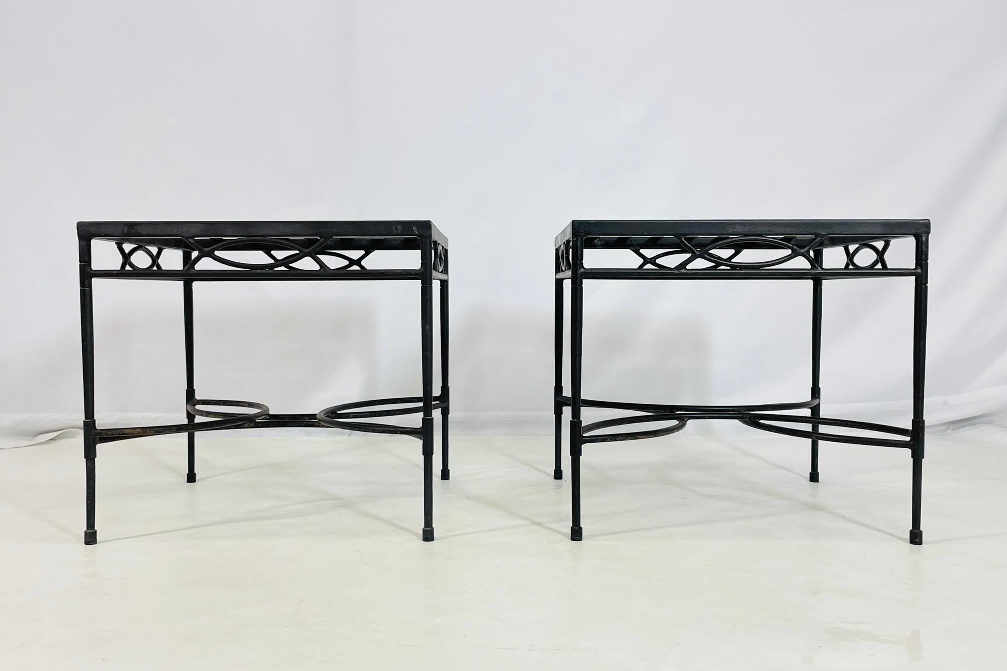 Late 20th Century Pair of Steel End Tables by Mario Papperzini for Amalfi Furniture, USA 1980's For Sale