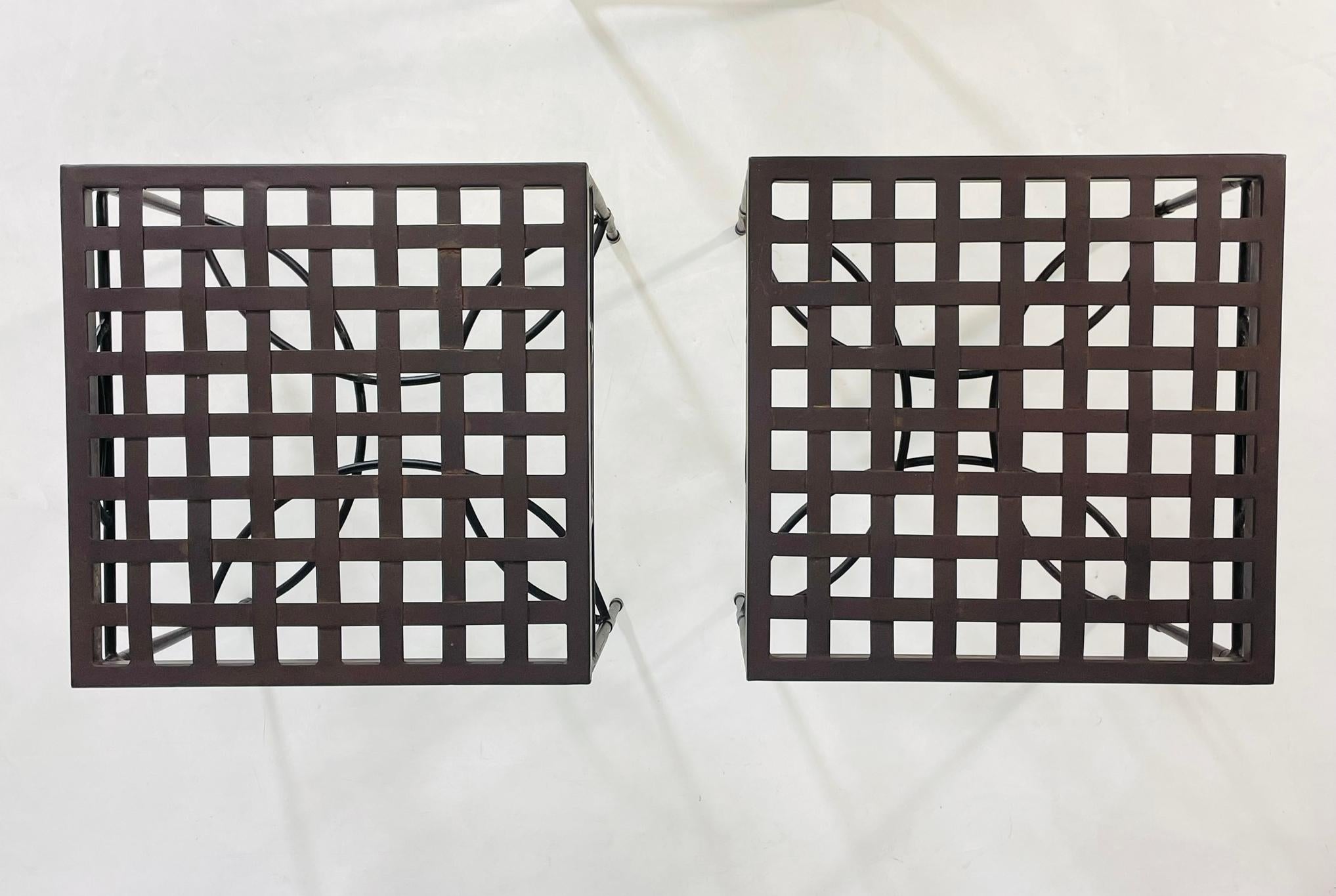 Pair of Steel End Tables by Mario Papperzini for Amalfi Furniture, USA 1980's For Sale 1