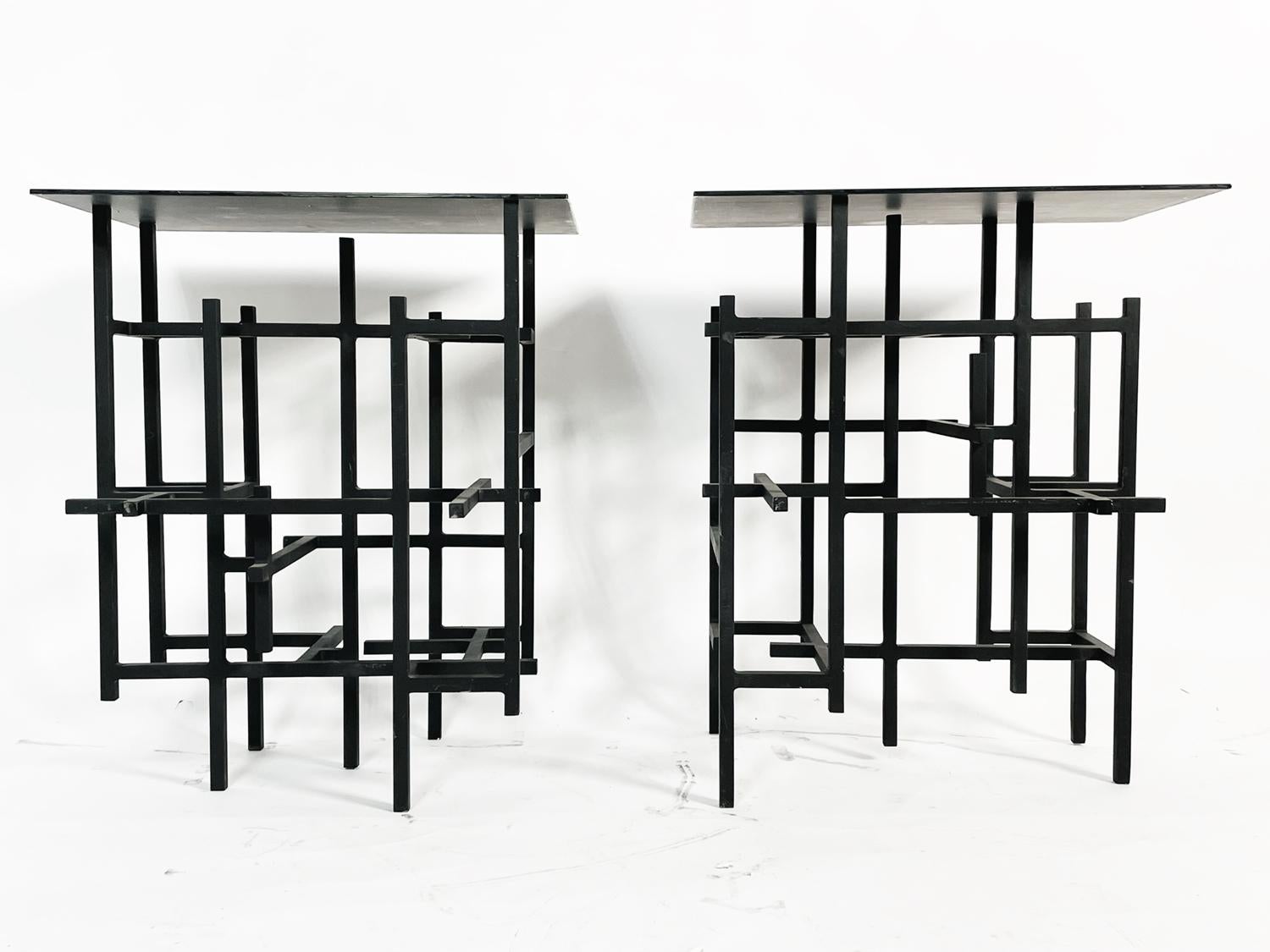 Introducing our stunning Pair of Steel & Glass End or Console Table, a must-have addition to any stylish home. Crafted from high-quality metal and finished in a sleek black paint, these tables exude elegance and sophistication.

Featuring a stunning