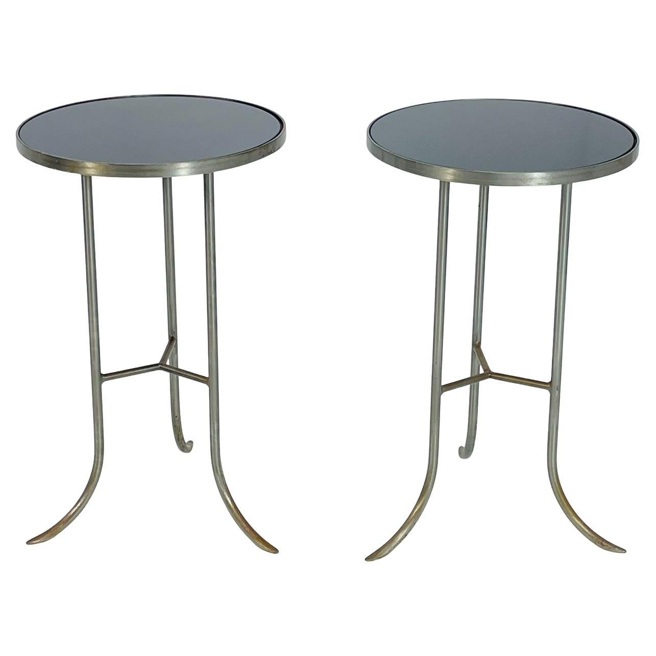 Beistell-/Endtische aus Stahl und Glas, hergestellt in Italien, Paar