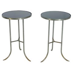 Beistell-/Endtische aus Stahl und Glas, hergestellt in Italien, Paar