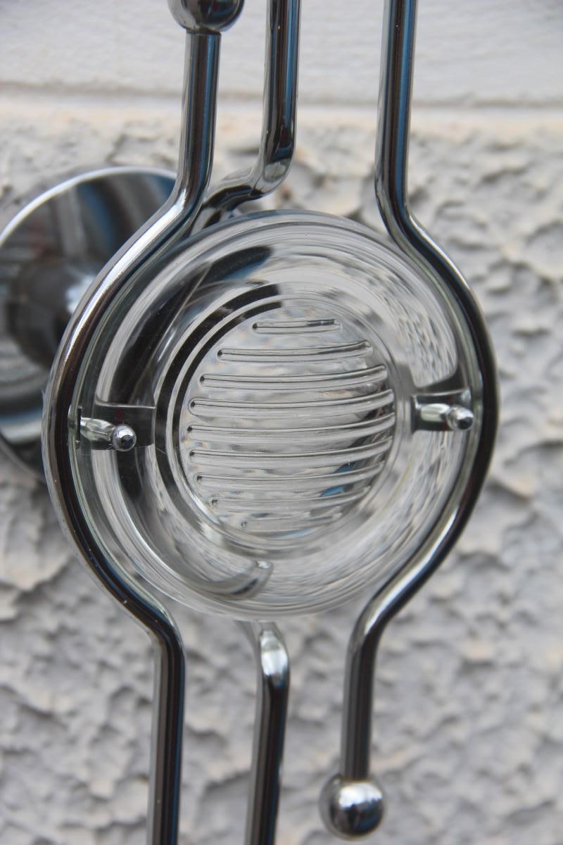 Pair of Steel Italian Sconces Sculptural Form Glass Lens 1970 Stilkronen For Sale 7