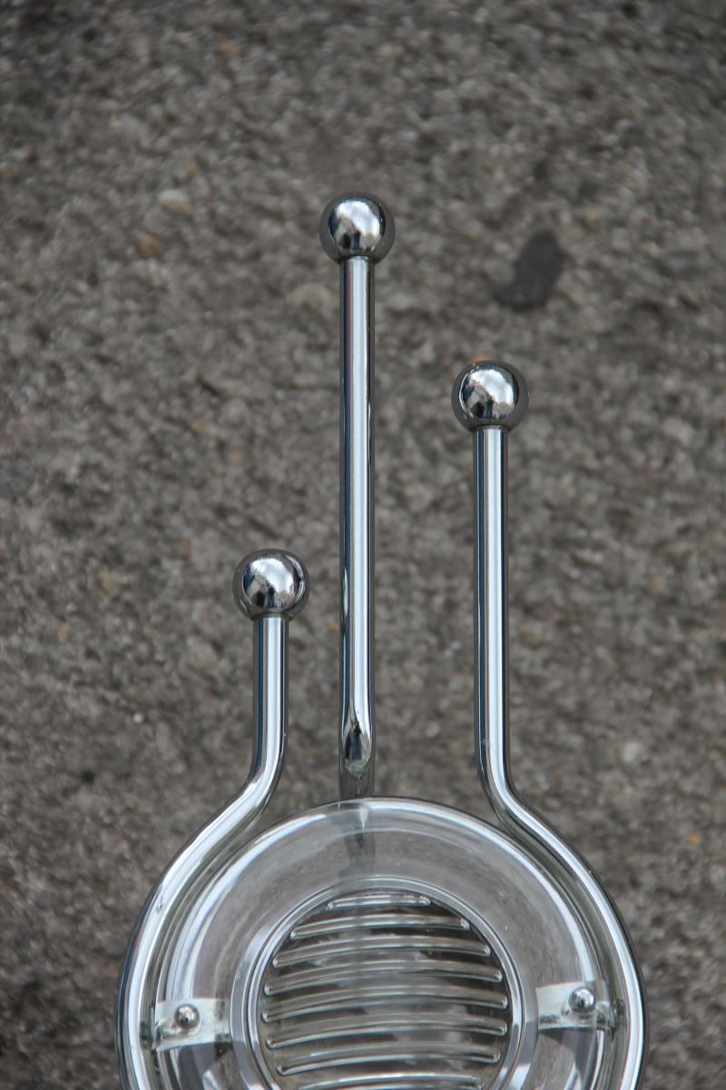 Mid-Century Modern Pair of Steel Italian Sconces Sculptural Form Glass Lens 1970 Stilkronen For Sale