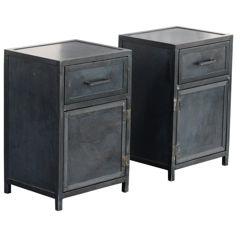 Pair of Steel Nightstand Custom Made by Rehab Vintage