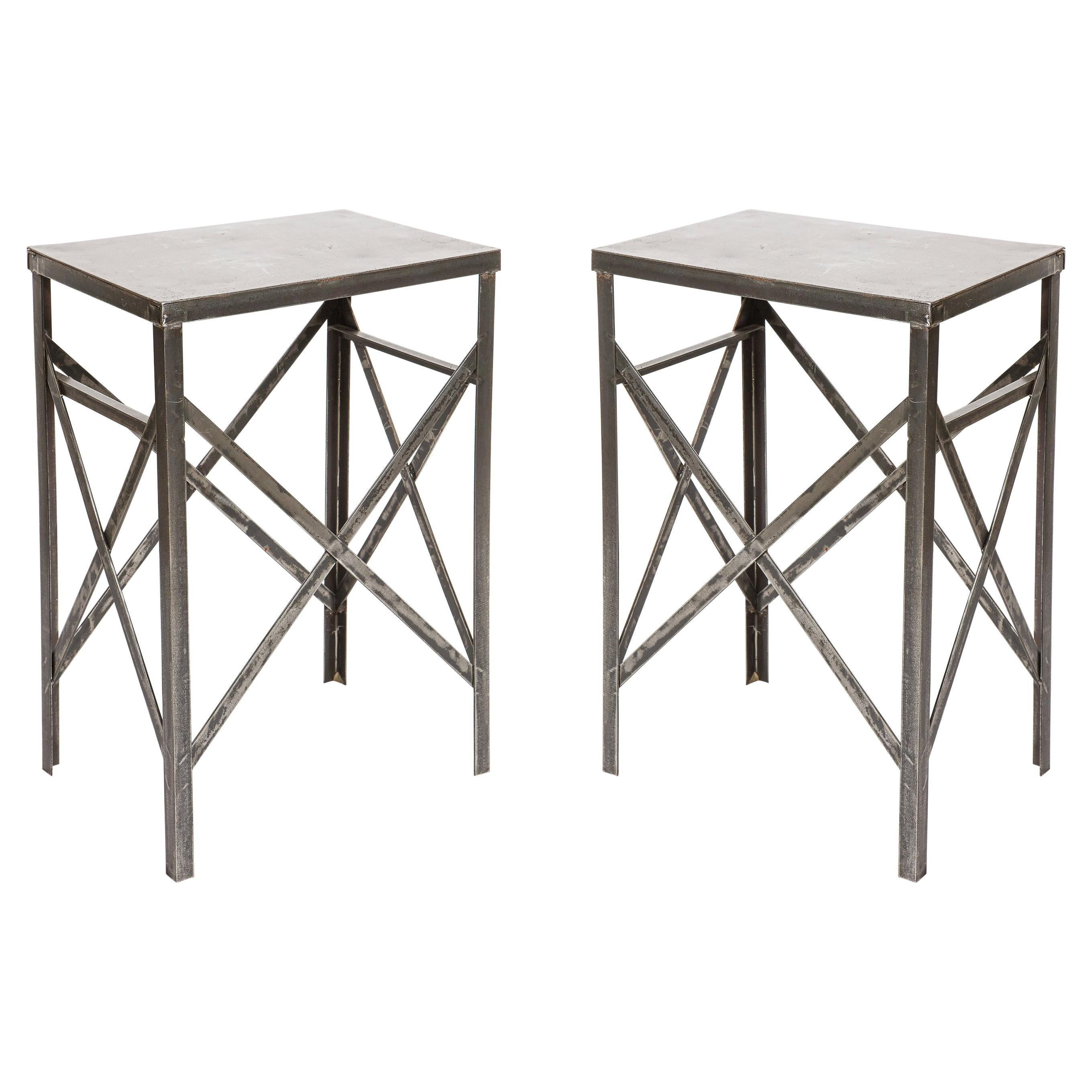 Pair of Steel Tables For Sale at 1stDibs