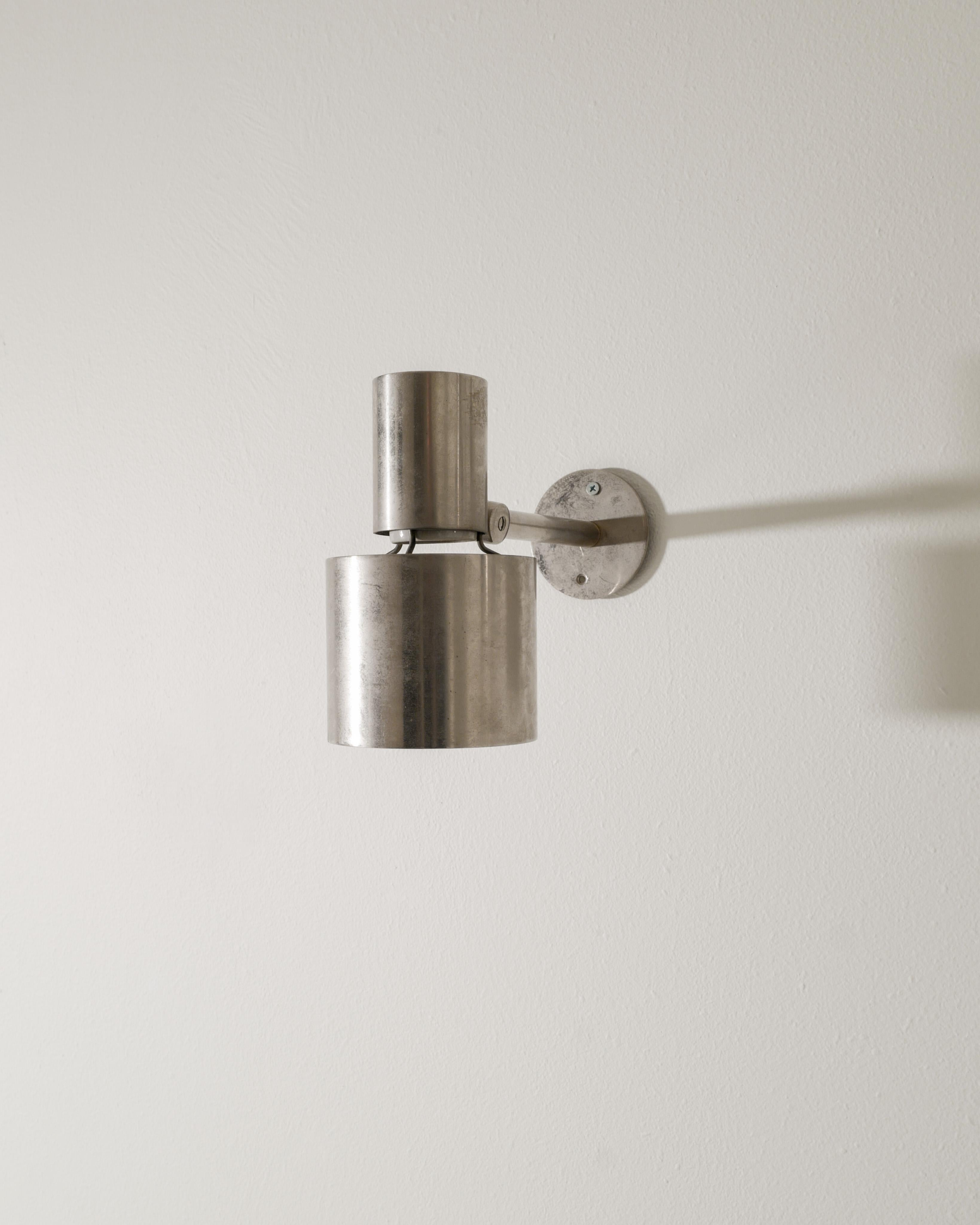 Danish Pair of Steel Wall Lamps by Halldor Gunnløgsson for Louis Poulsen Denmark, 1950s