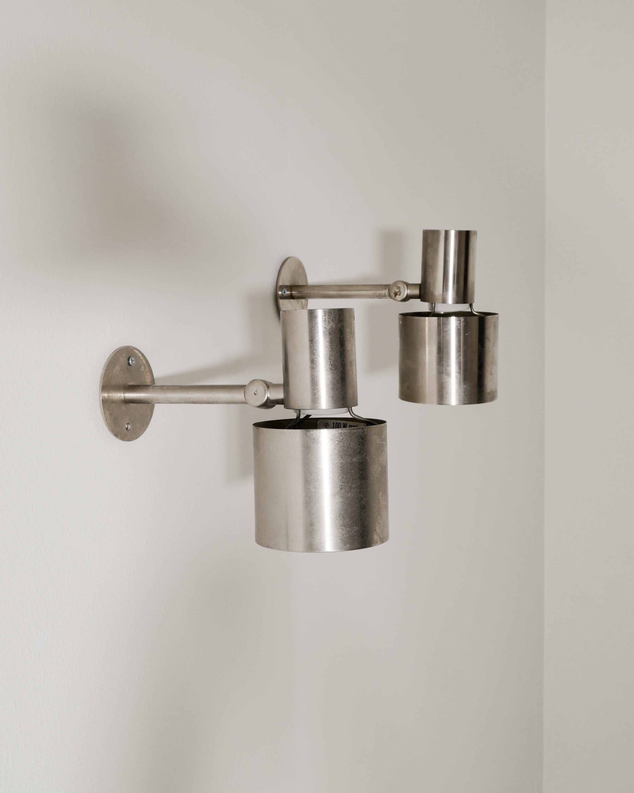 Mid-20th Century Pair of Steel Wall Lamps by Halldor Gunnløgsson for Louis Poulsen Denmark, 1950s