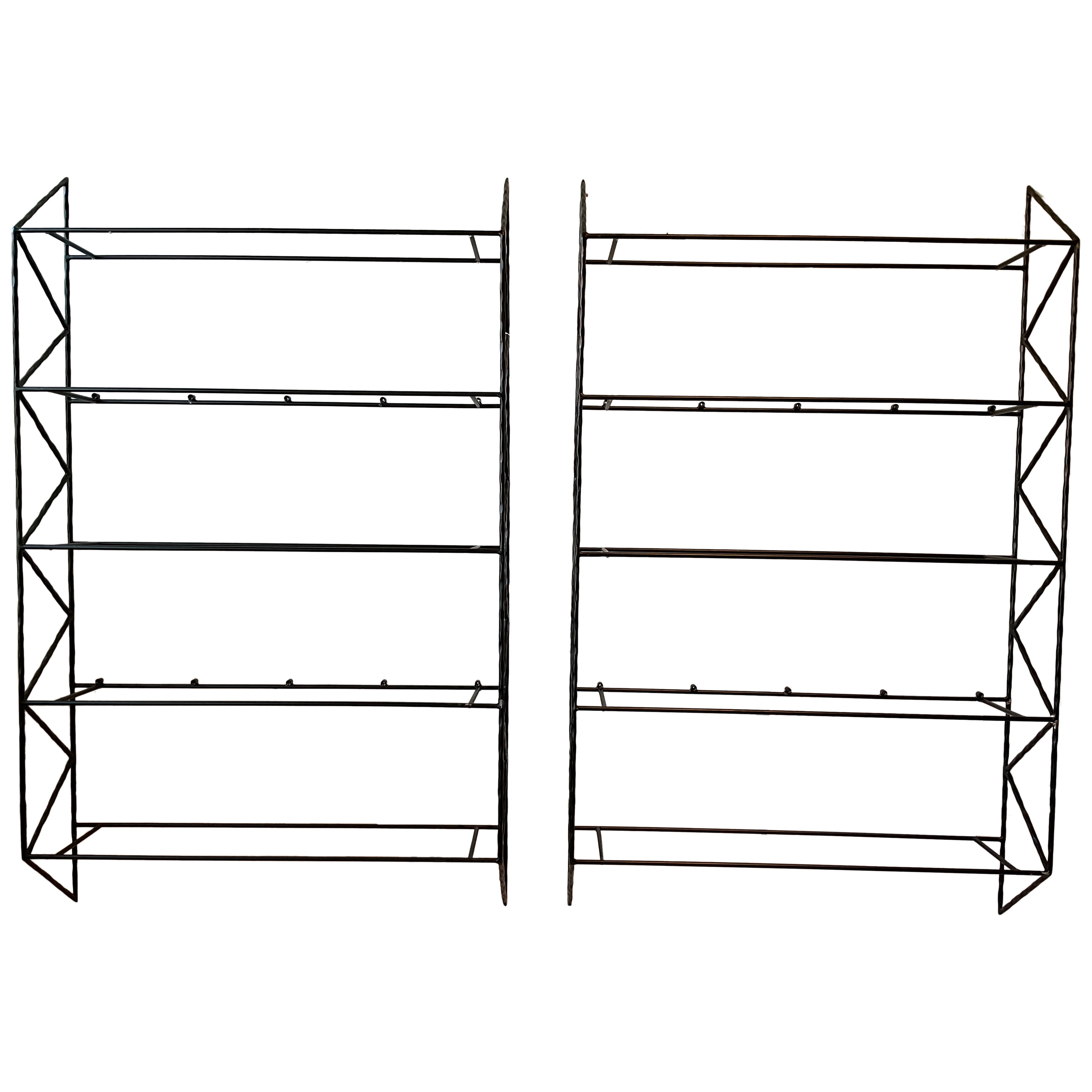 Pair Of Steel Wall Mounted Shelves
