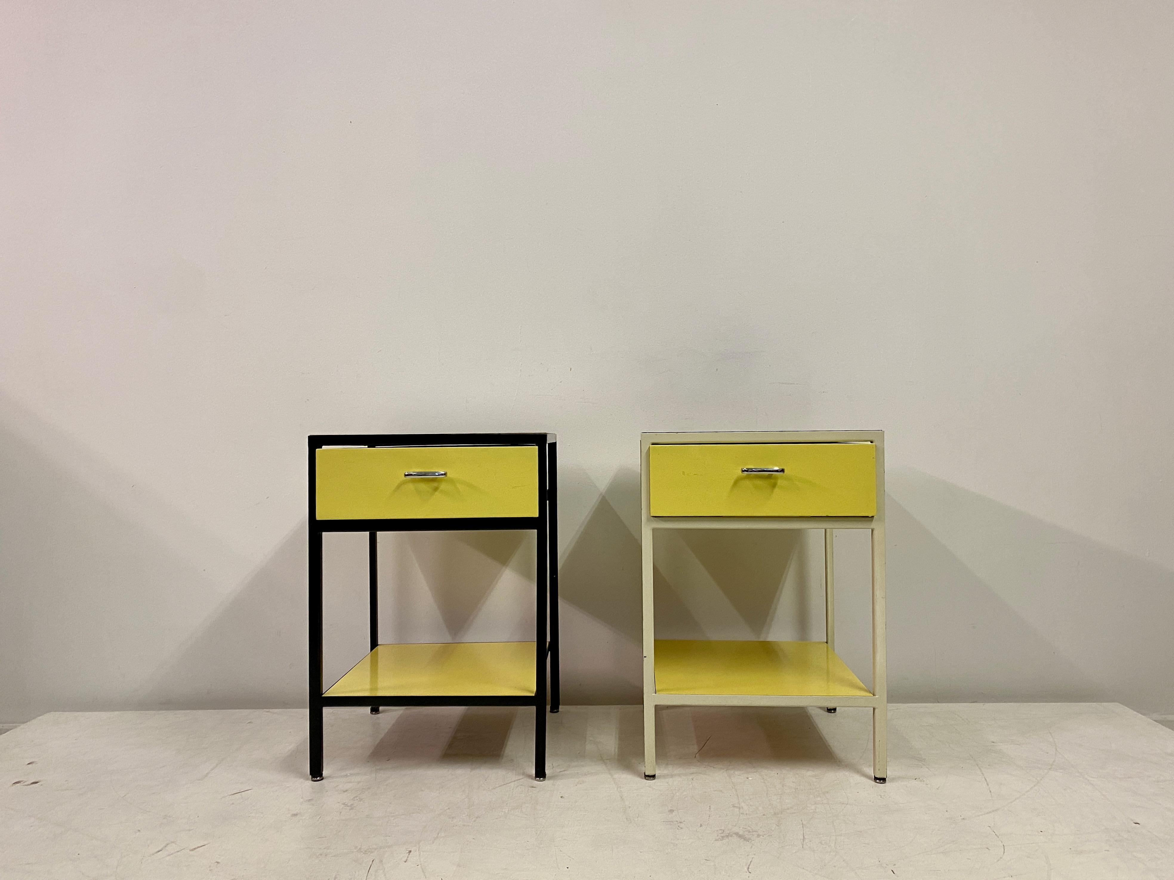 Mid-Century Modern Pair Of Steelframe Nightstands Or Bedside Tables By George Nelson