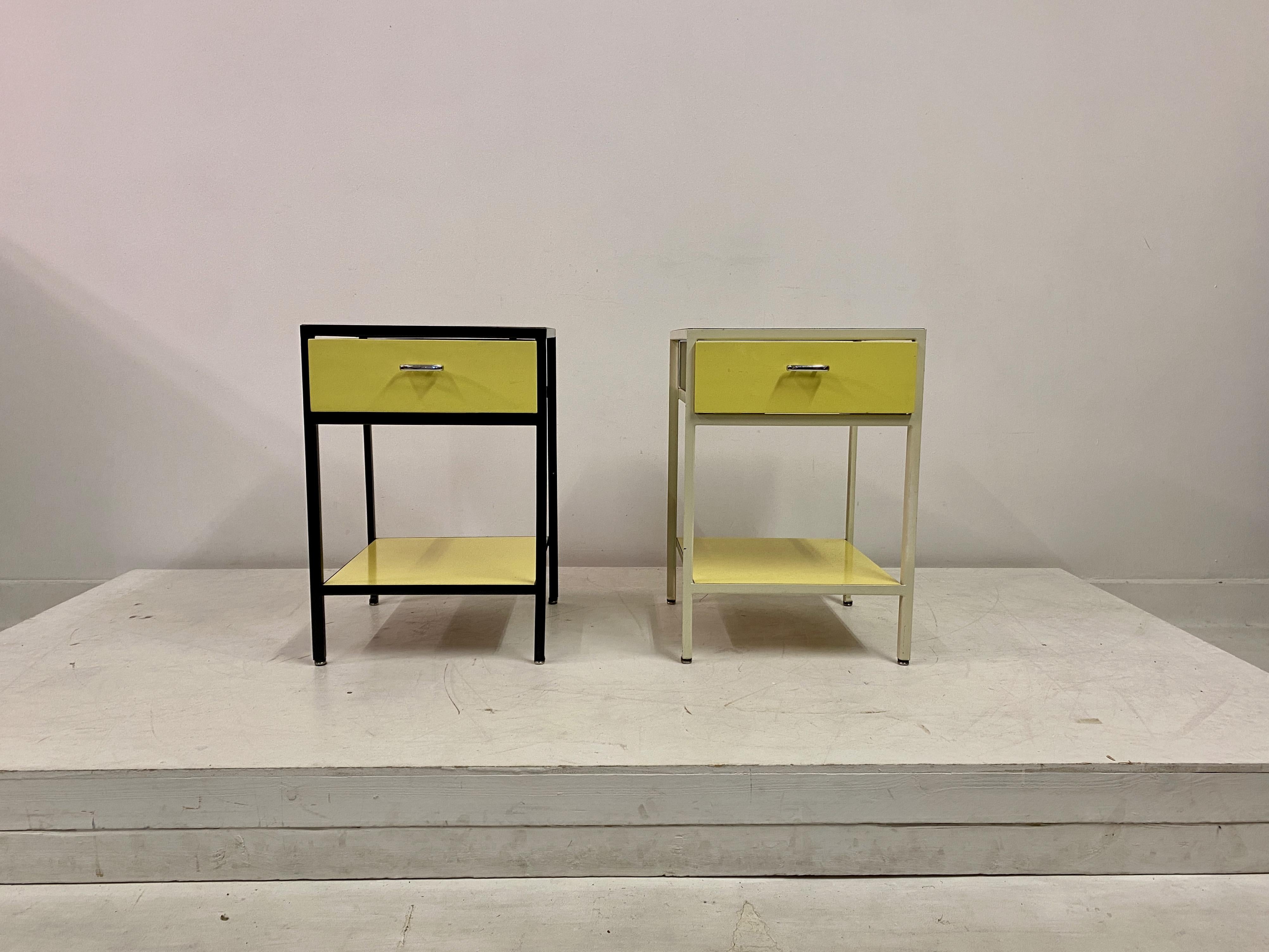 American Pair Of Steelframe Nightstands Or Bedside Tables By George Nelson
