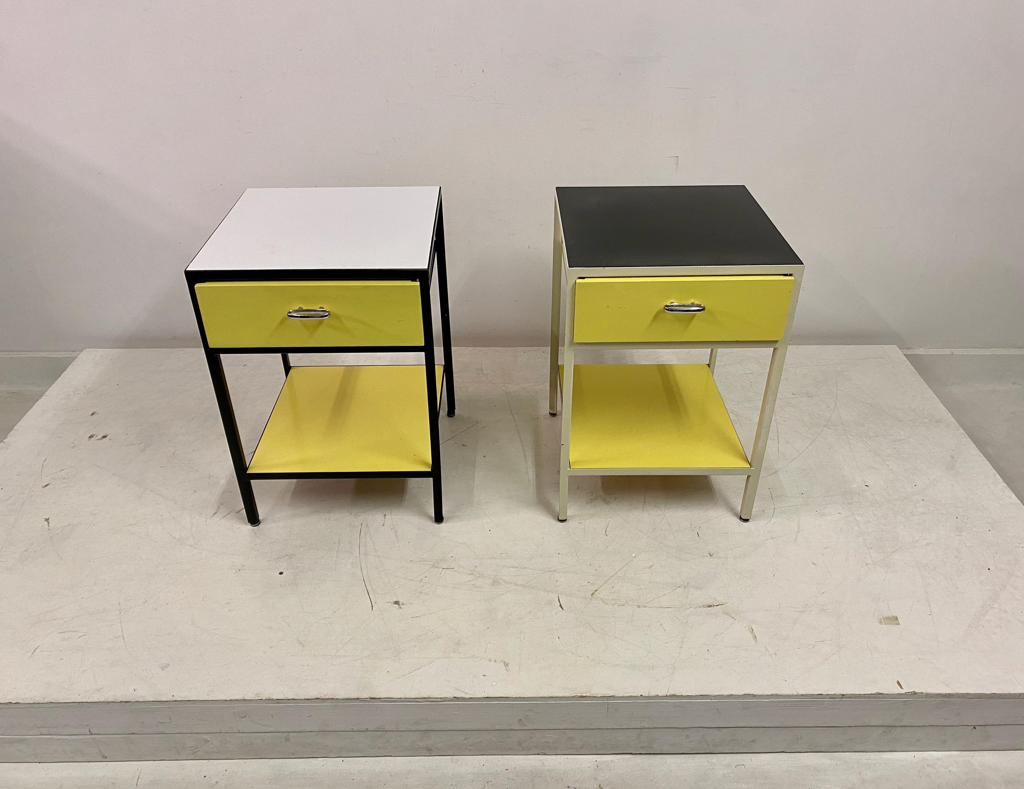 Pair Of Steelframe Nightstands Or Bedside Tables By George Nelson In Good Condition In London, London