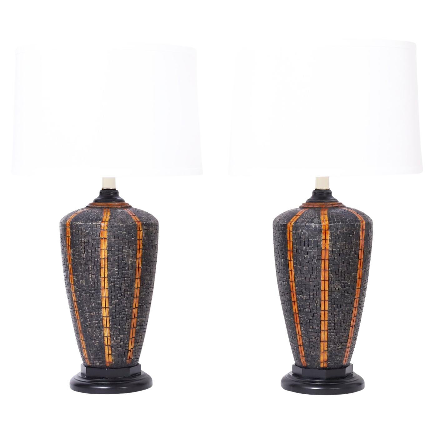 Pair of Steer Horn and Bone Table Lamps