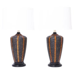Vintage Pair of Steer Horn and Bone Table Lamps