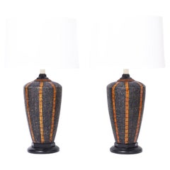 Retro Pair of Steer Horn and Bone Table Lamps