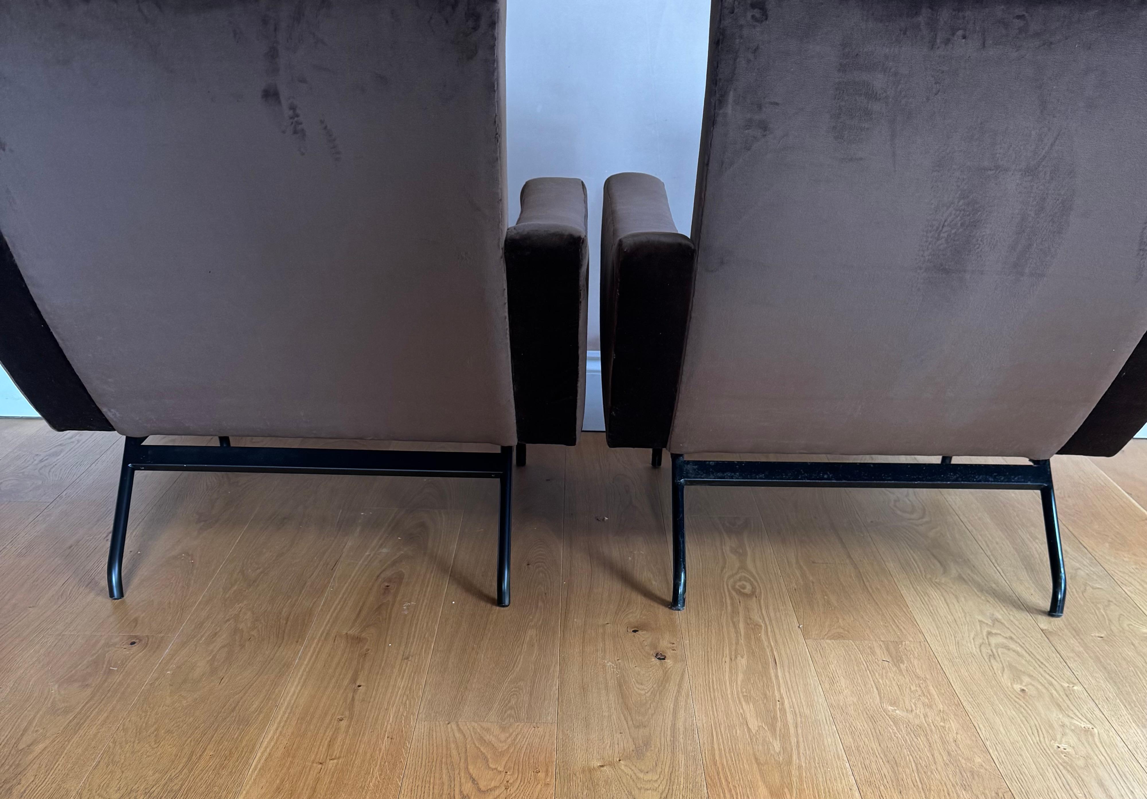 Metallo Coppia di poltrone Steiner Galeon attribuite a Joseph Andre Motte in vendita