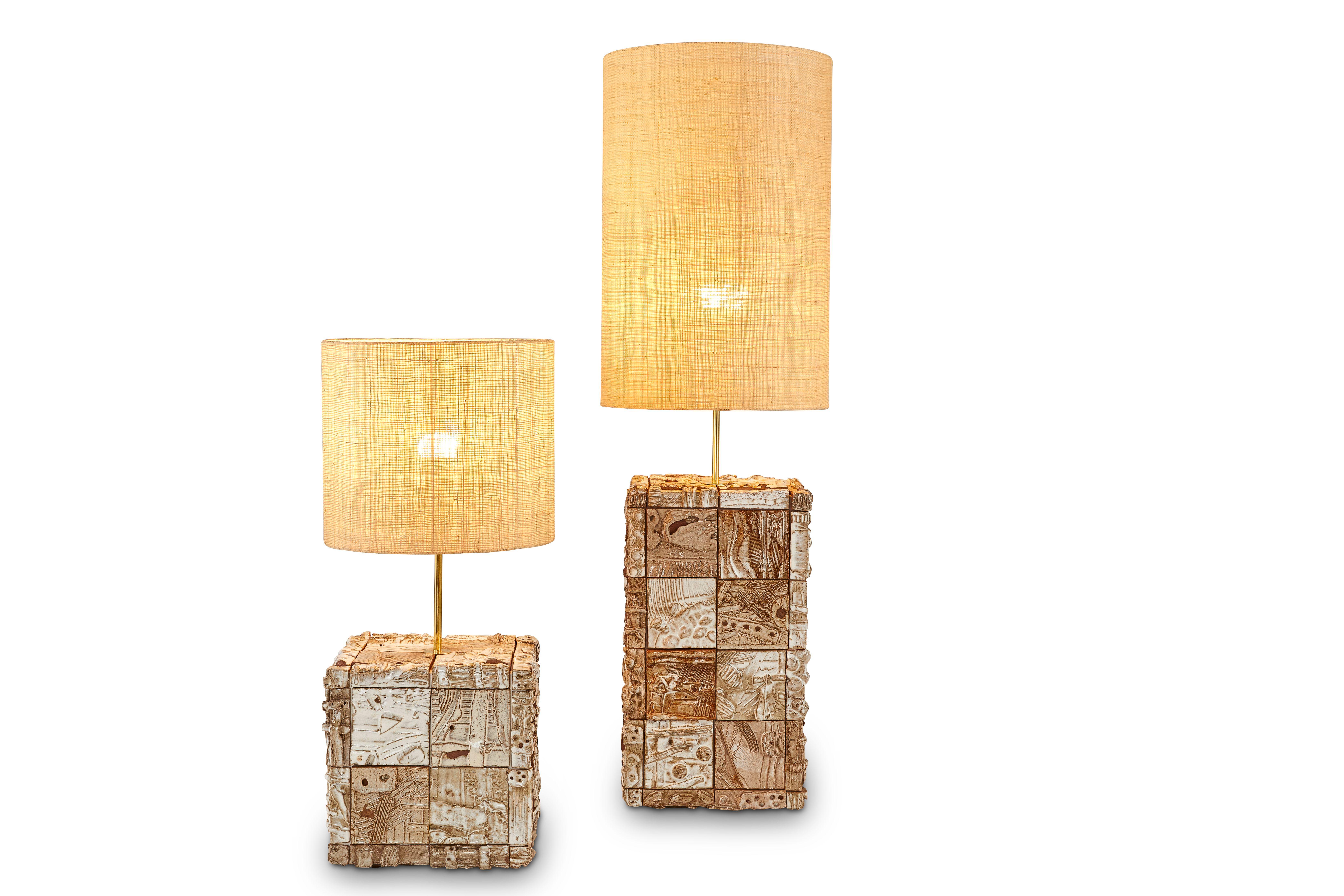Pair of stella table lamps by Egg Designs
Dimensions:
30 L x 30 D x 60 H cm
30 L x 30 D x 80 H cm
Materials: Handmade ceramic, brass

Founded by South Africans and life partners, Greg and Roche Dry - Egg is a unique perspective in contemporary