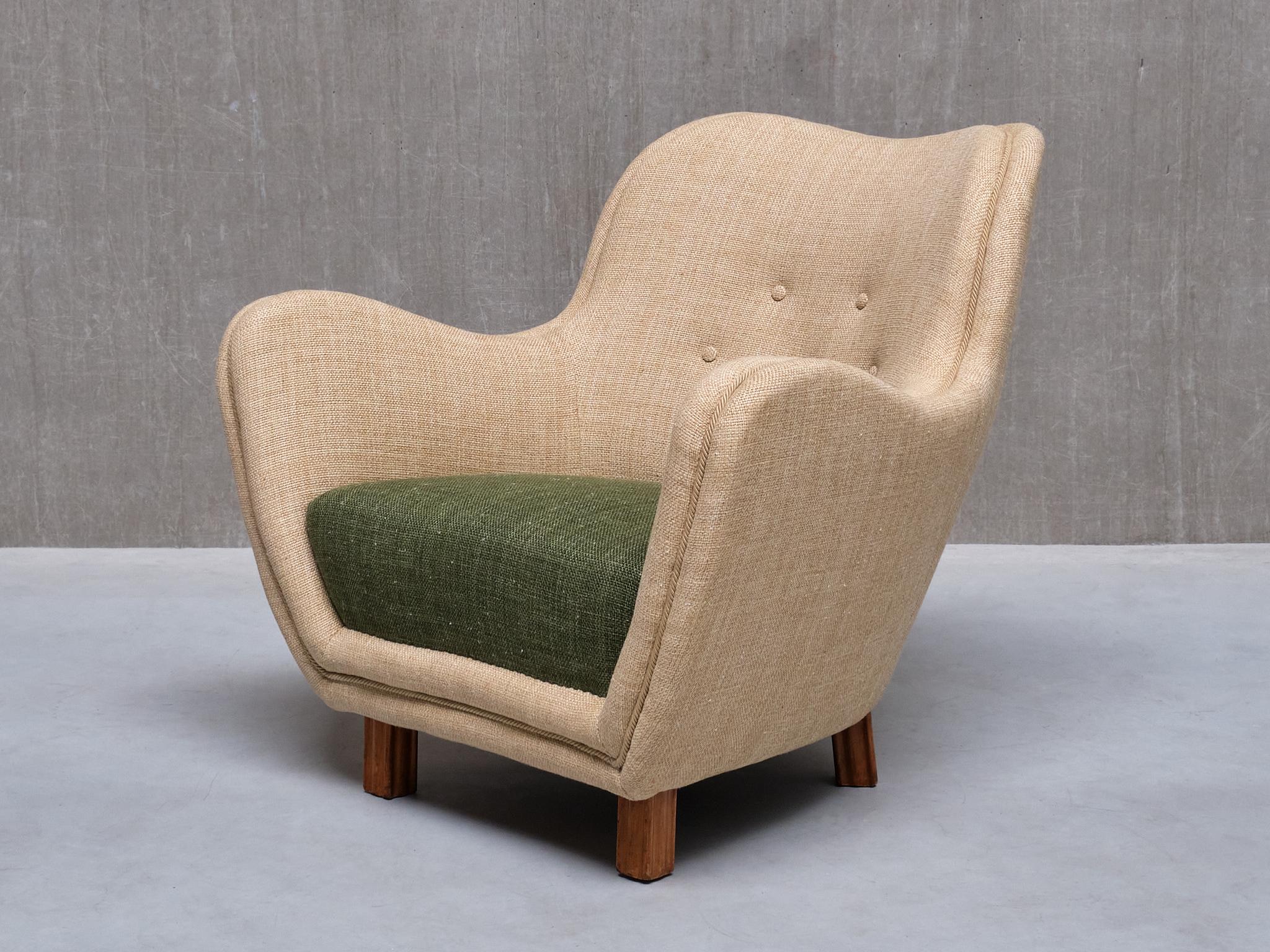 Paire de fauteuils Sten Wicéns en tissu Pierre Frey et orme, Suède, années 1950 en vente 2