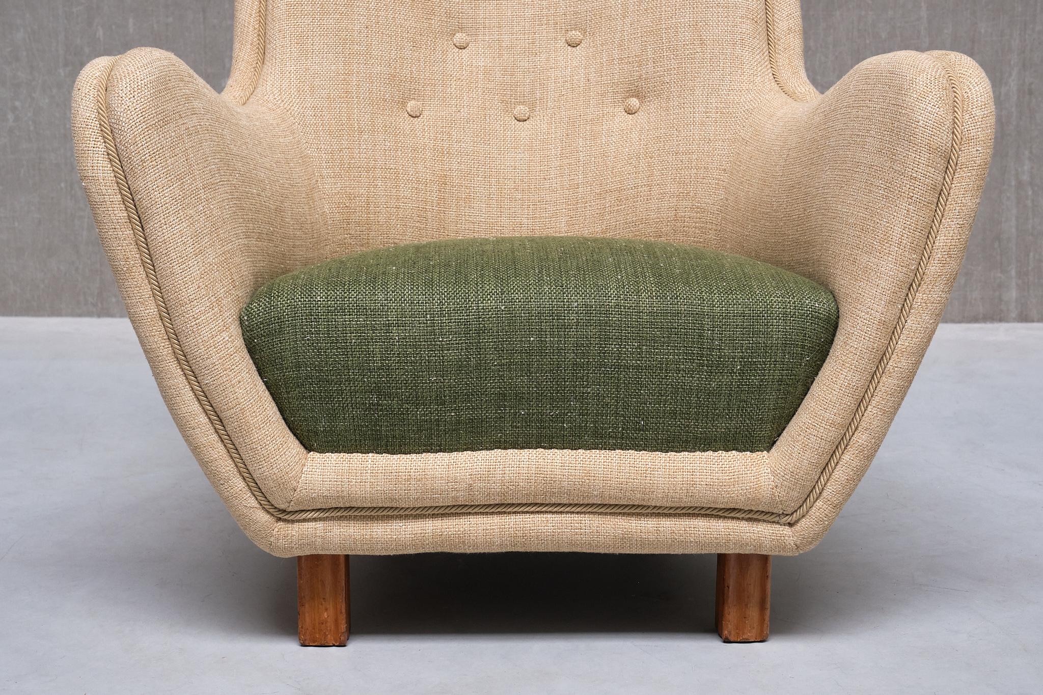 Milieu du XXe siècle Paire de fauteuils Sten Wicéns en tissu Pierre Frey et orme, Suède, années 1950 en vente